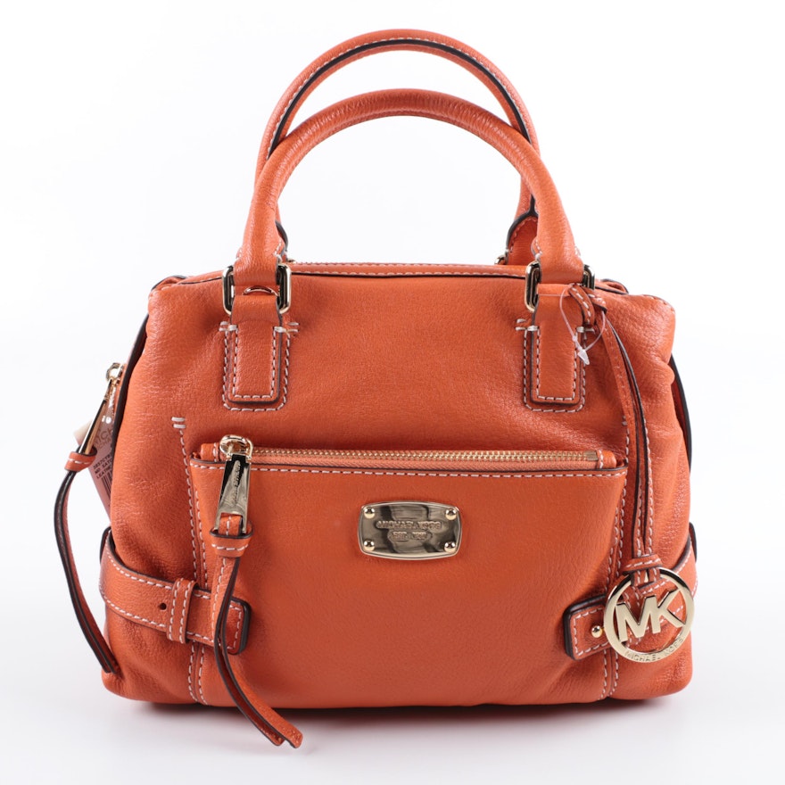 MICHAEL Michael Kors Abby Tangerine Pebbled Leather Satchel