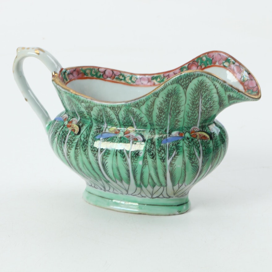 Chinese Porcelain "Cabbage Leaf" Sauce Boat