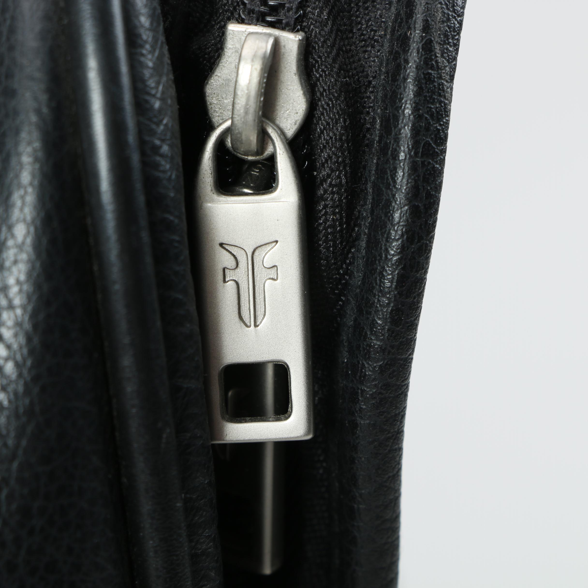 Frye Black Leather Rolling Backpack Carry-On Bag