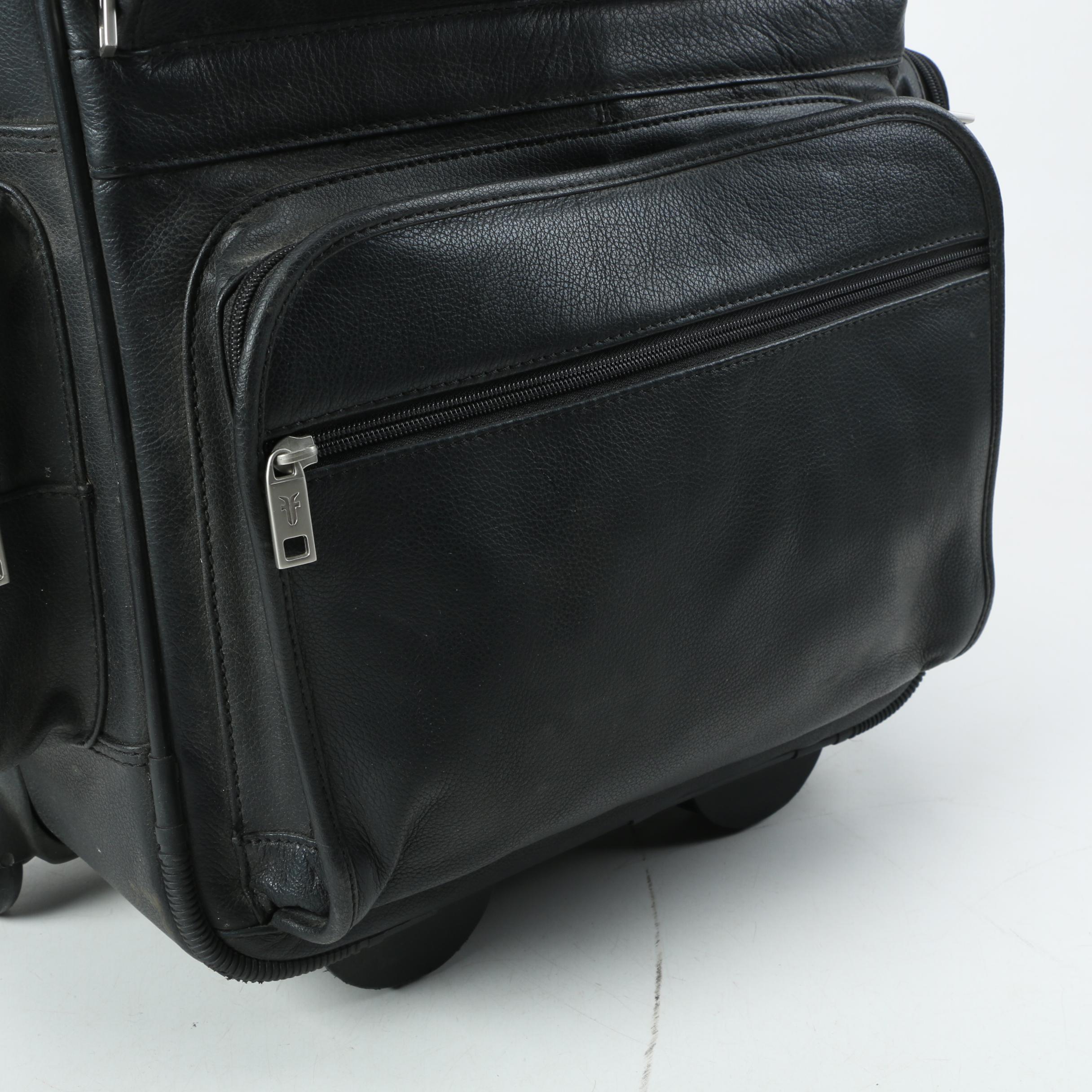 Frye Black Leather Rolling Backpack Carry-On Bag