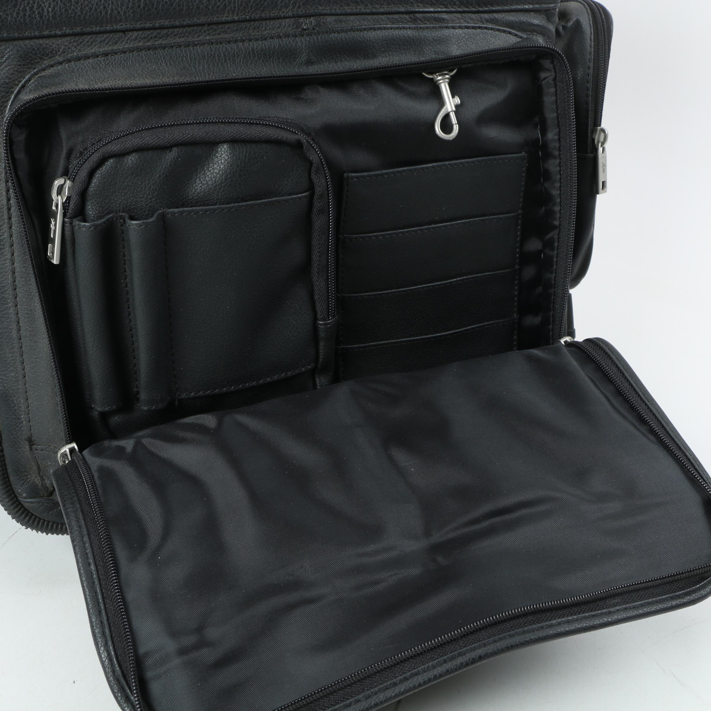 Frye Black Leather Rolling Backpack Carry-On Bag