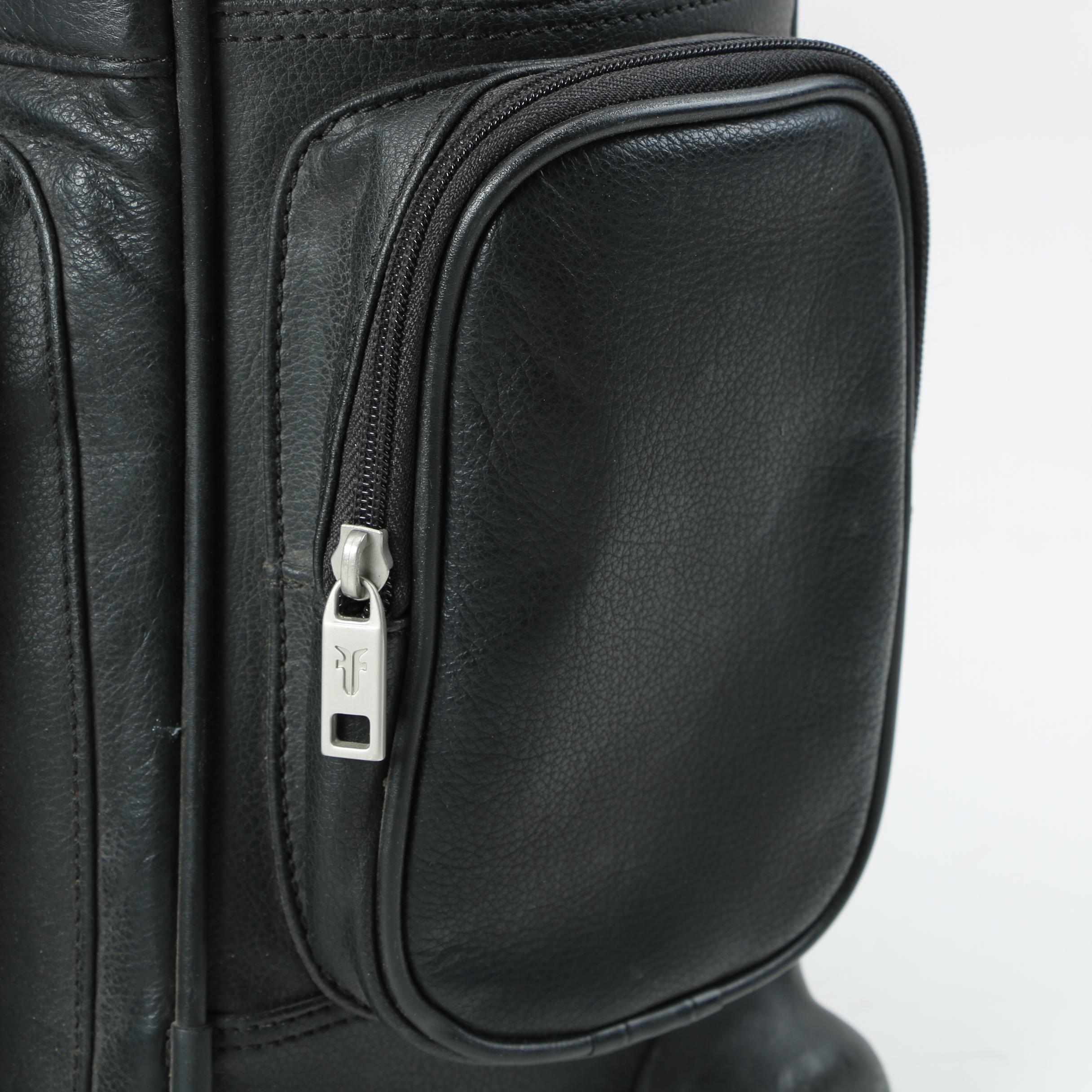 Frye Black Leather Rolling Backpack Carry-On Bag