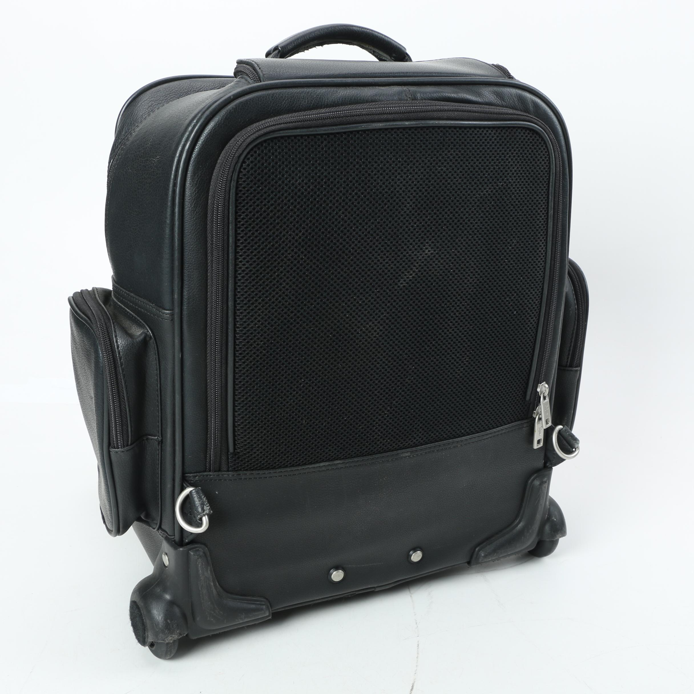 Frye Black Leather Rolling Backpack Carry-On Bag