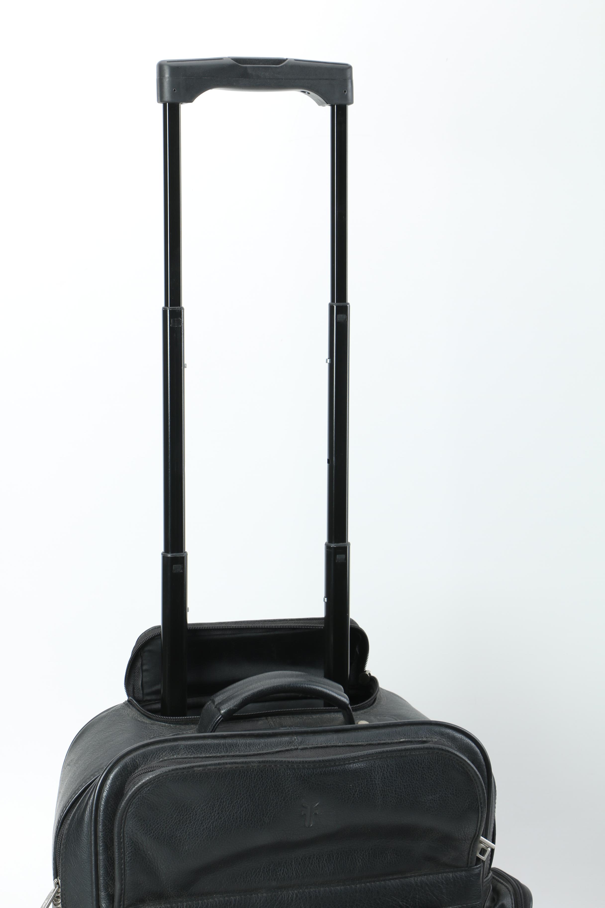 Frye Black Leather Rolling Backpack Carry-On Bag