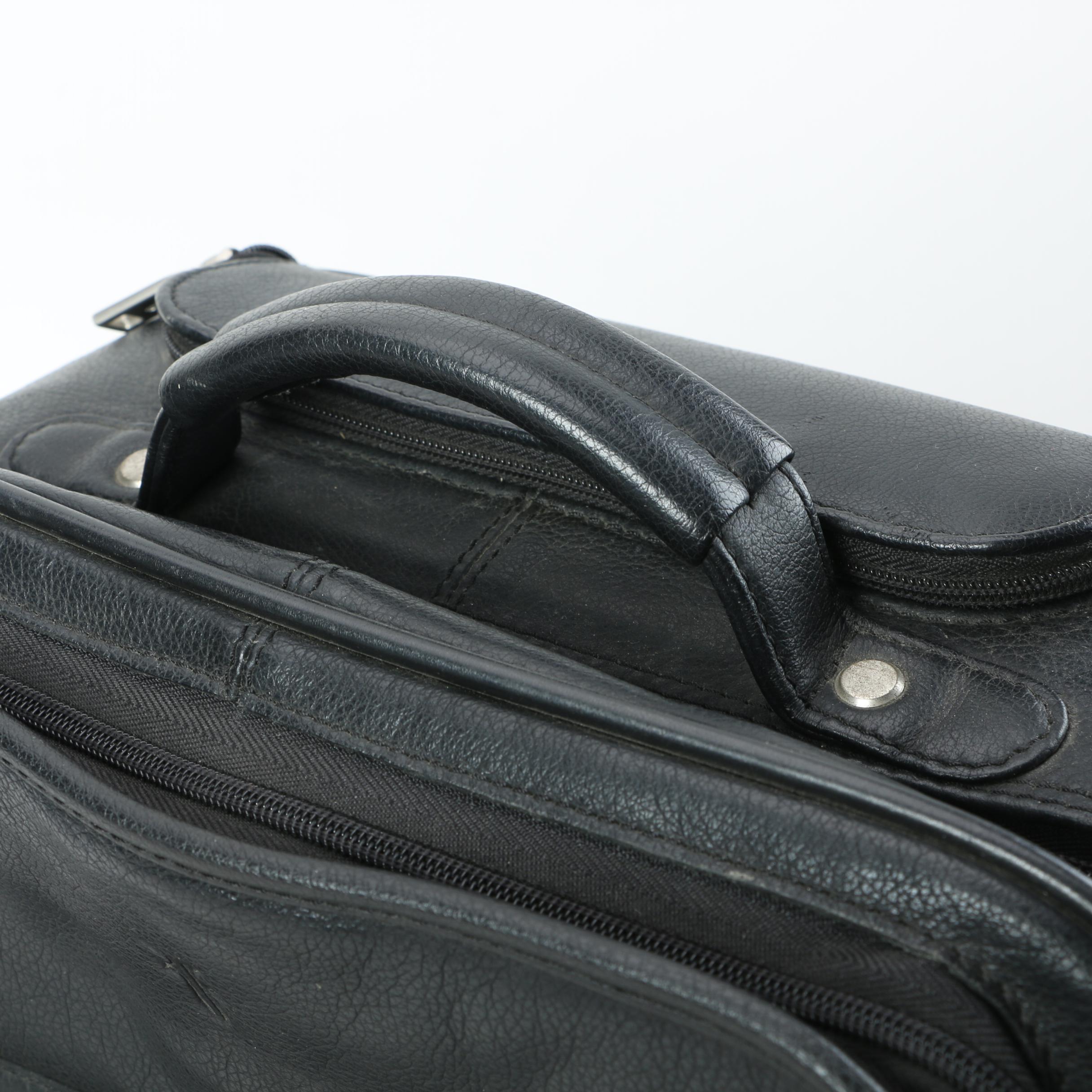 Frye Black Leather Rolling Backpack Carry-On Bag