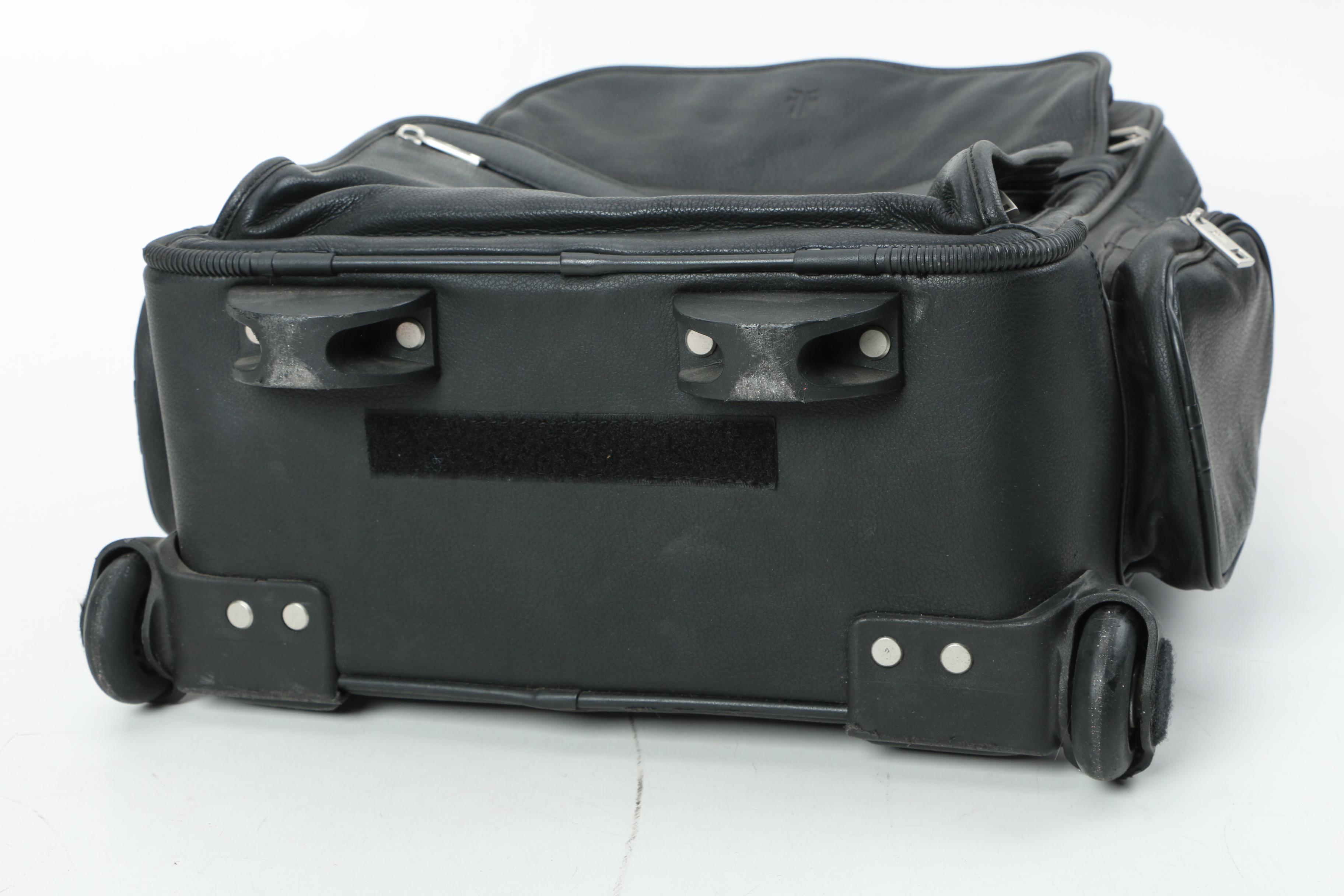 Frye Black Leather Rolling Backpack Carry-On Bag