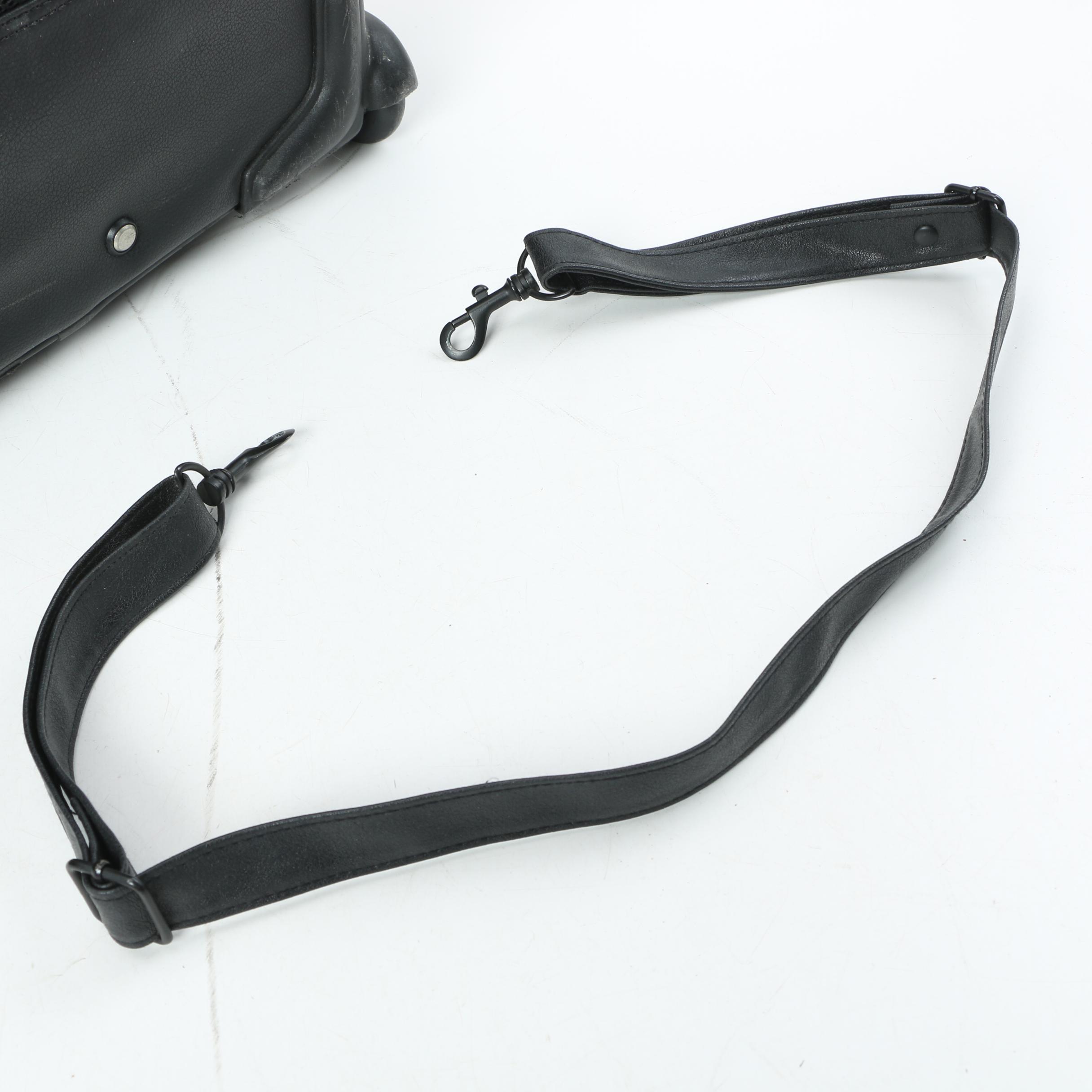 Frye Black Leather Rolling Backpack Carry-On Bag