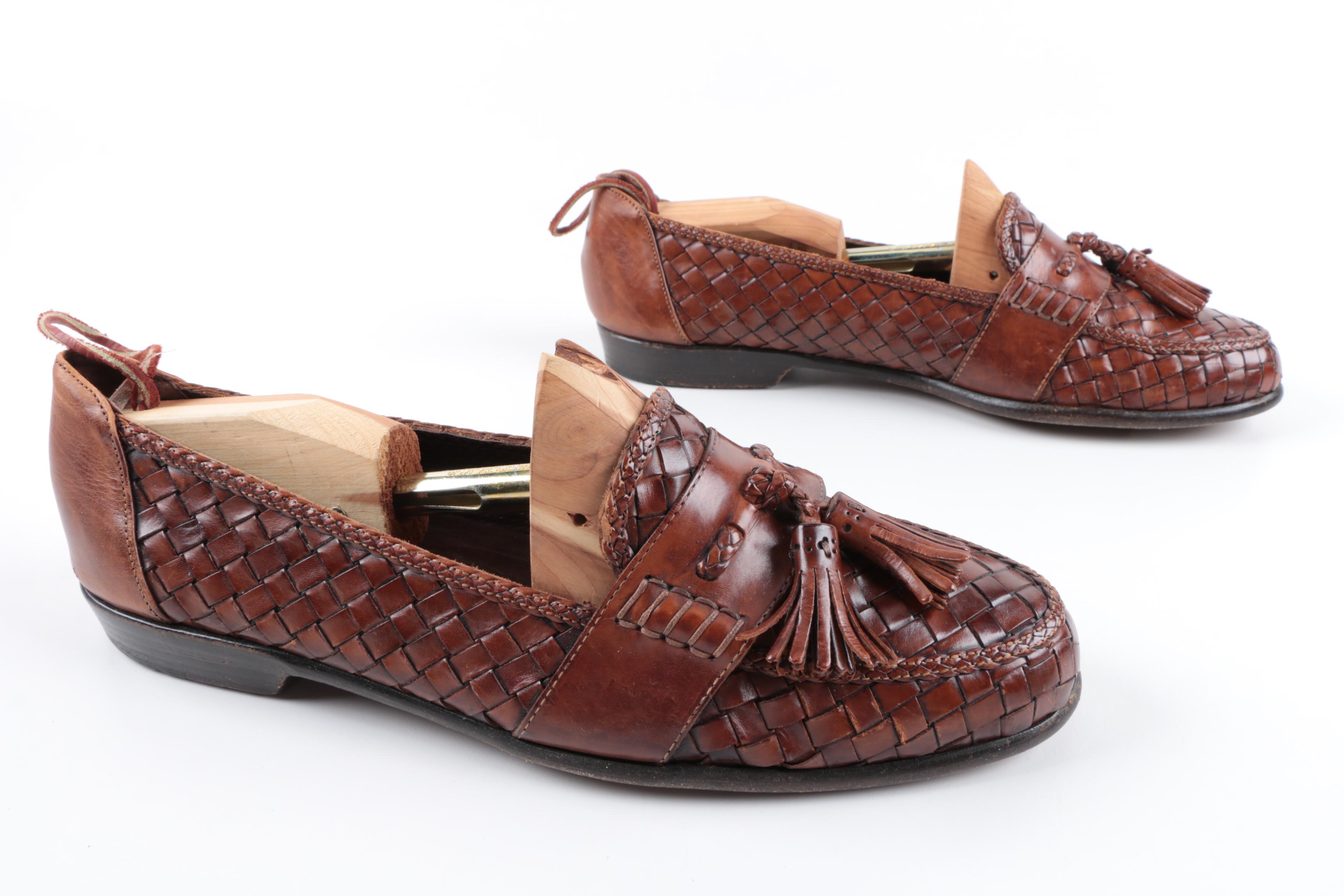 Men's Bragano by Cole Haan Brown Woven Leather Loafers