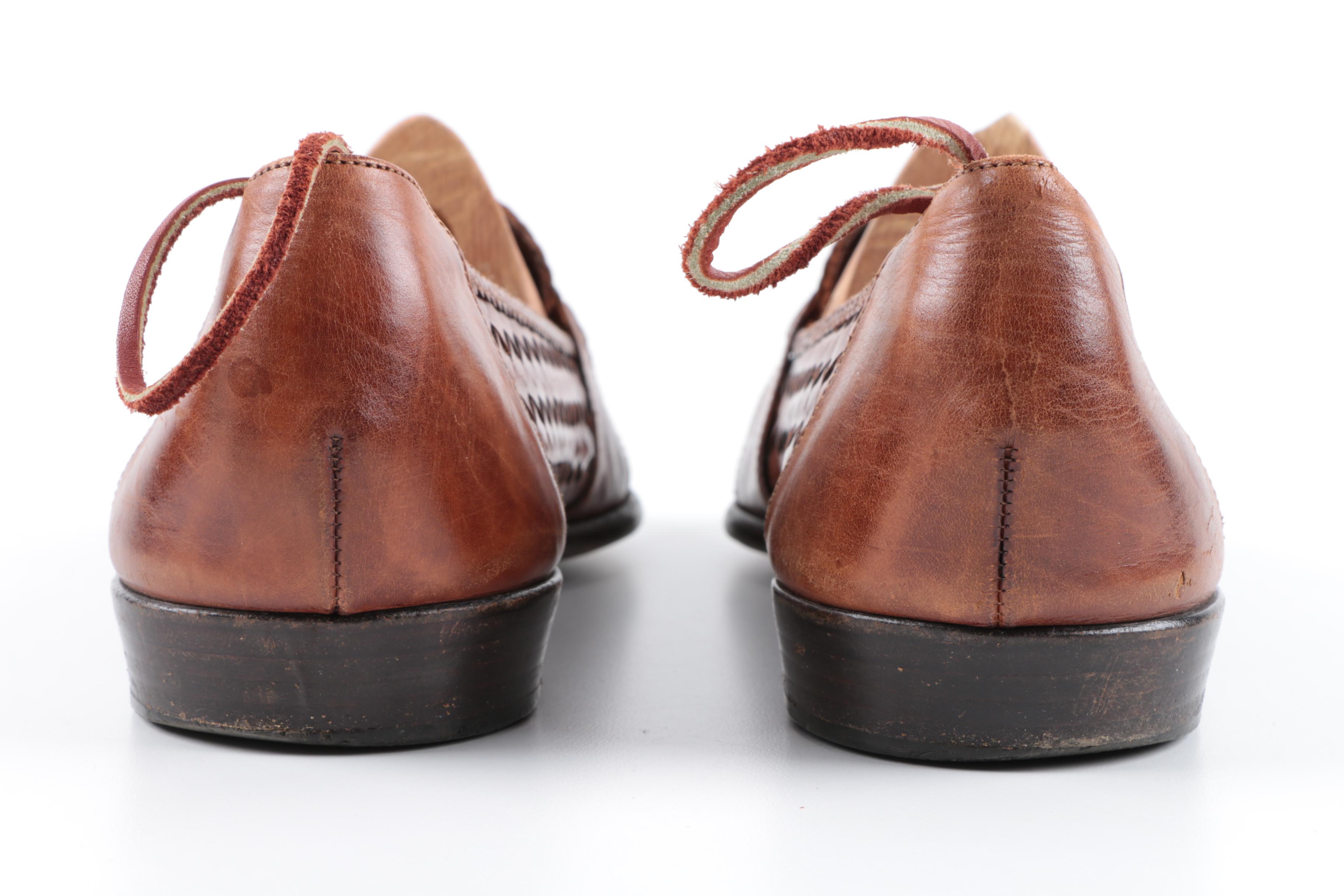 Men's Bragano by Cole Haan Brown Woven Leather Loafers