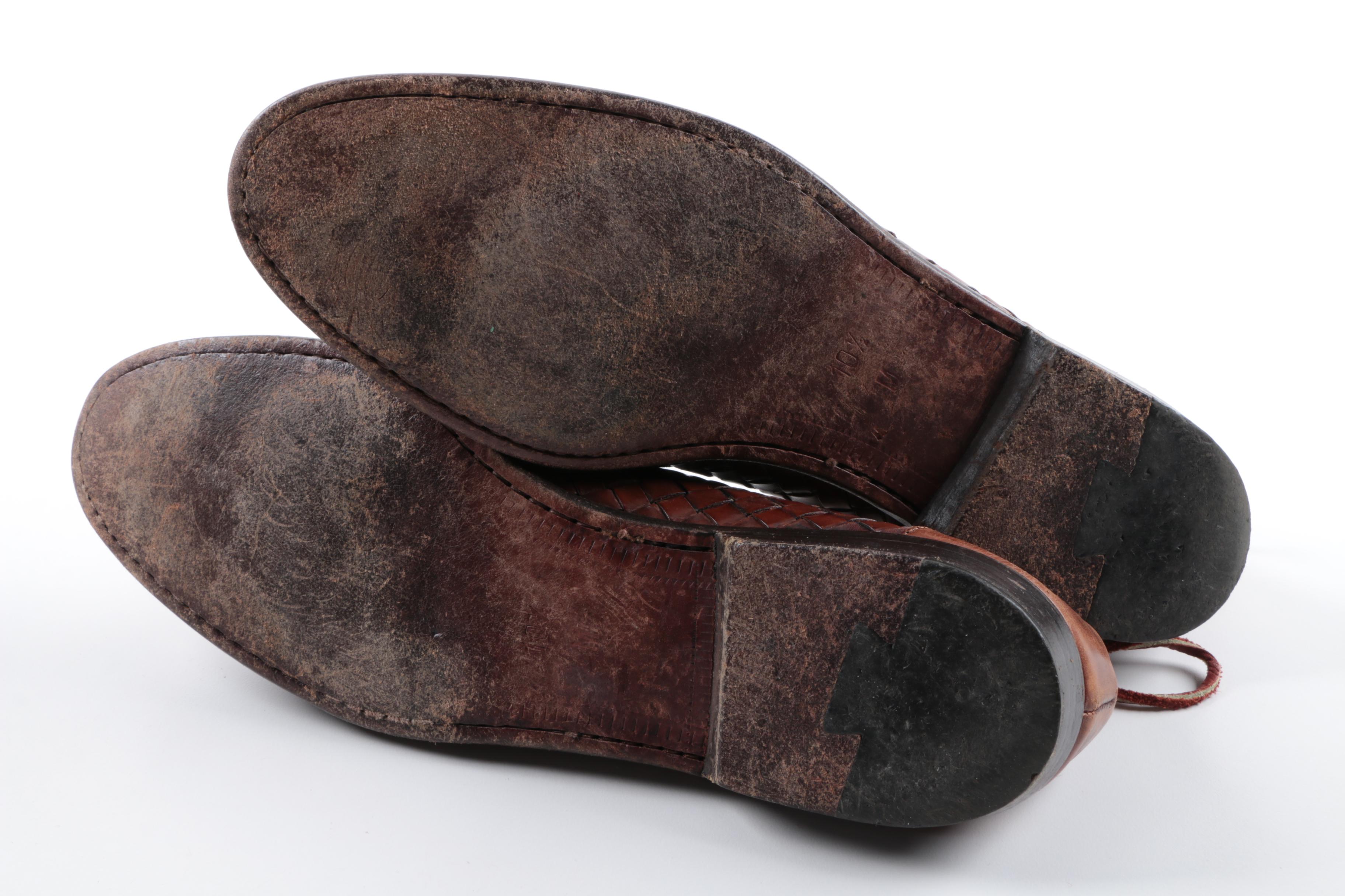 Men's Bragano by Cole Haan Brown Woven Leather Loafers