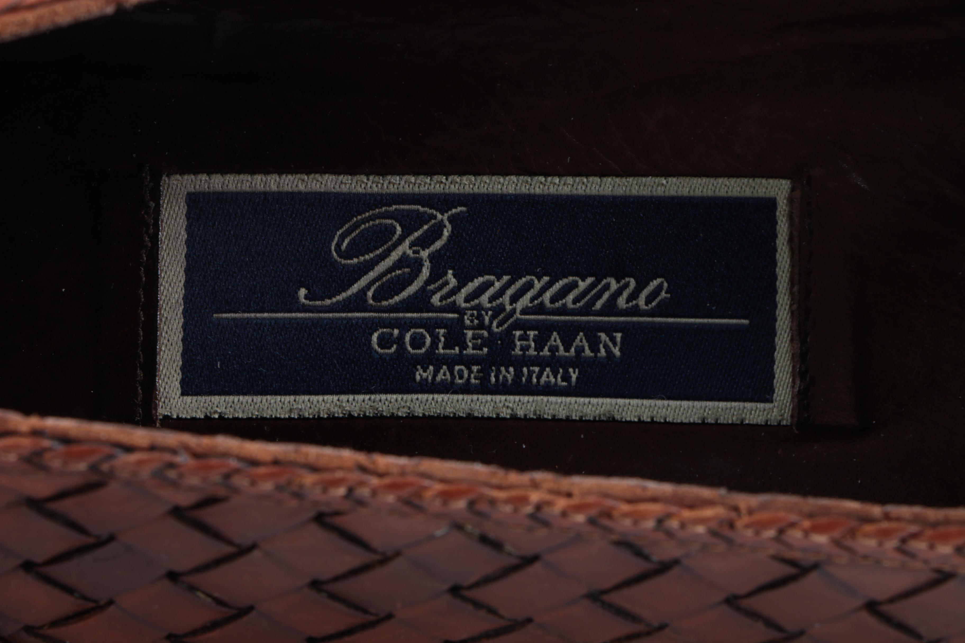 Men's Bragano by Cole Haan Brown Woven Leather Loafers