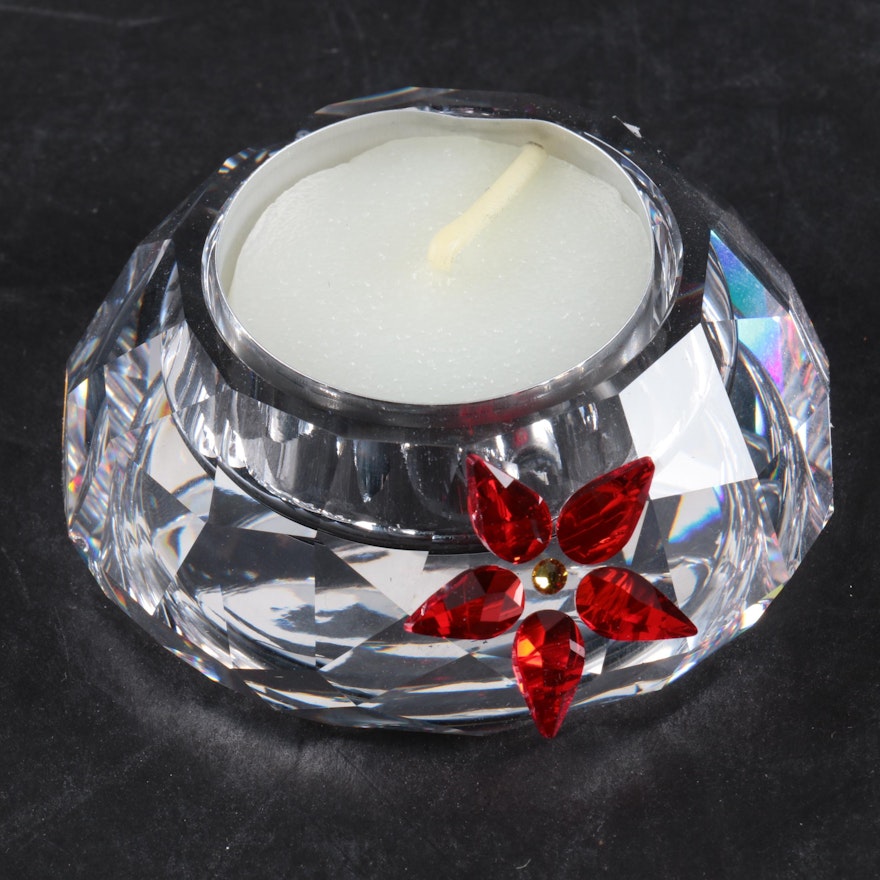 Swarovski "Poinsettia" Crystal Tea Light Candleholder