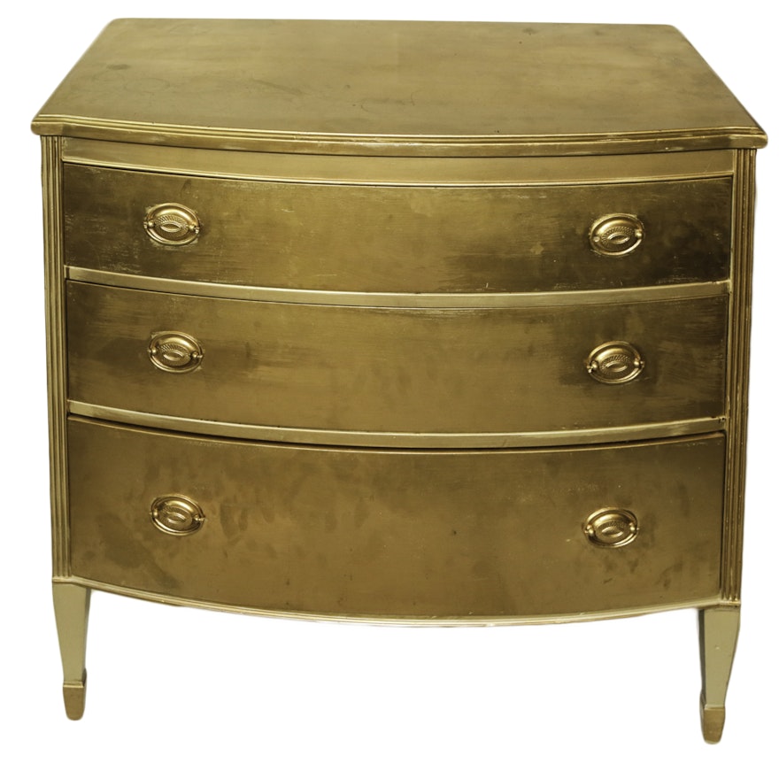 Vintage Hepplewhite Style Gold Tone Painted Chest of Drawers by Johnson-Handley