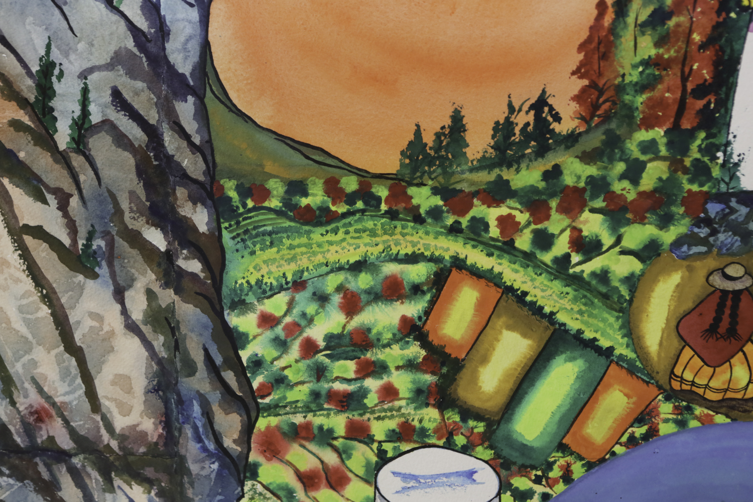 Rudy Suárez Watercolor Painting of a South American Scene