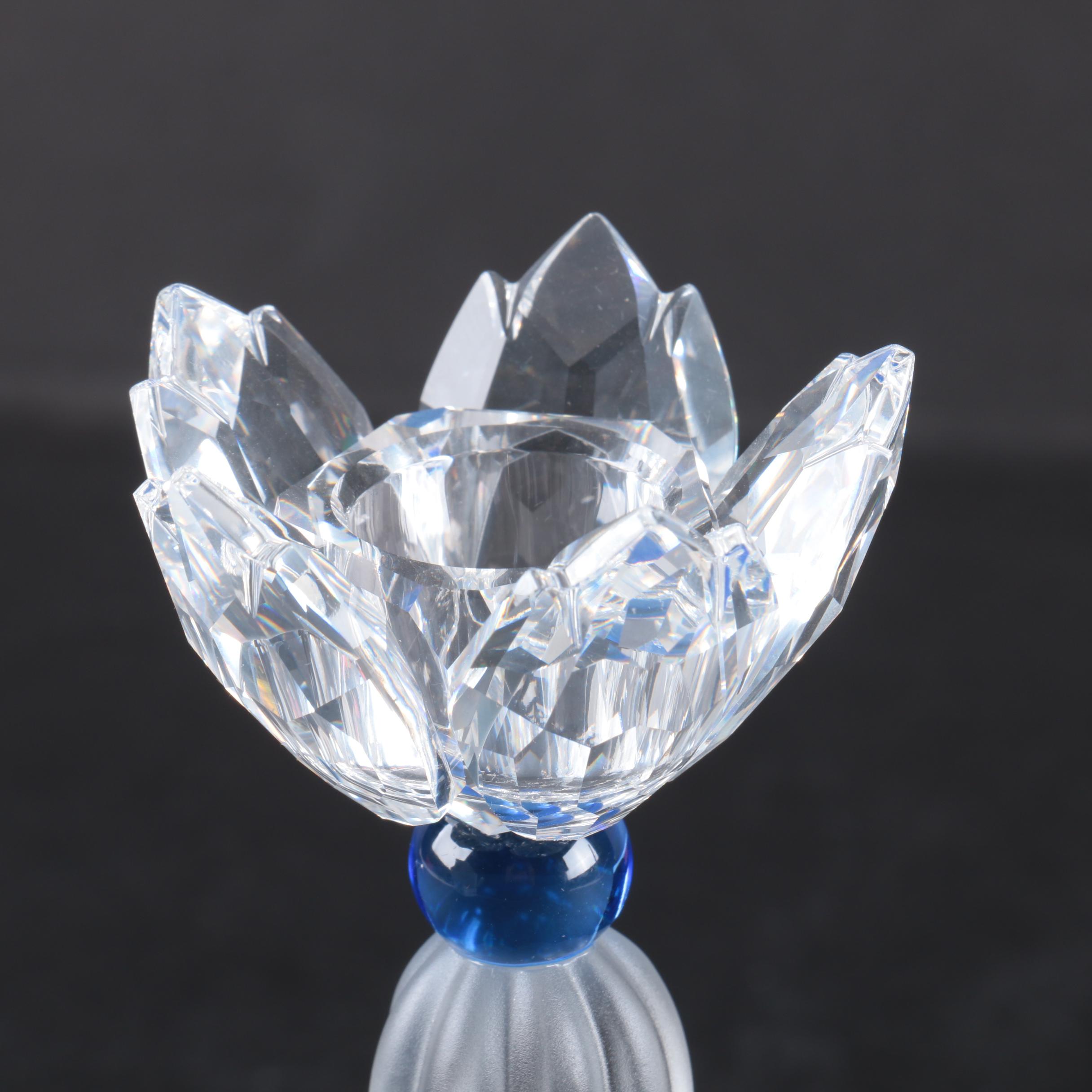 Swarovski Crystal "Blue Flower" Candlestick