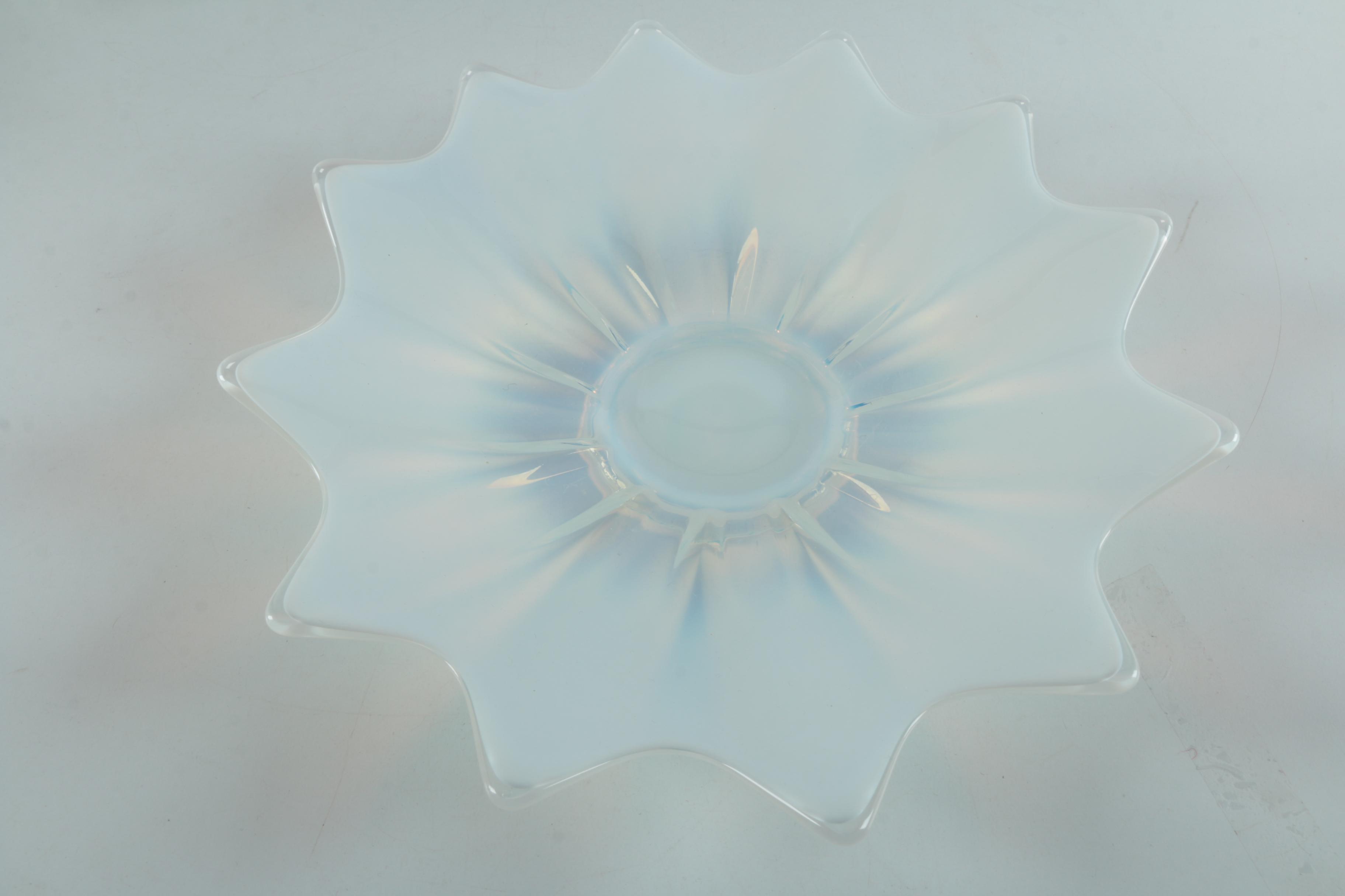 Depression Glass Opalescent Bowls Including Fenton "Basketweave" Bowl