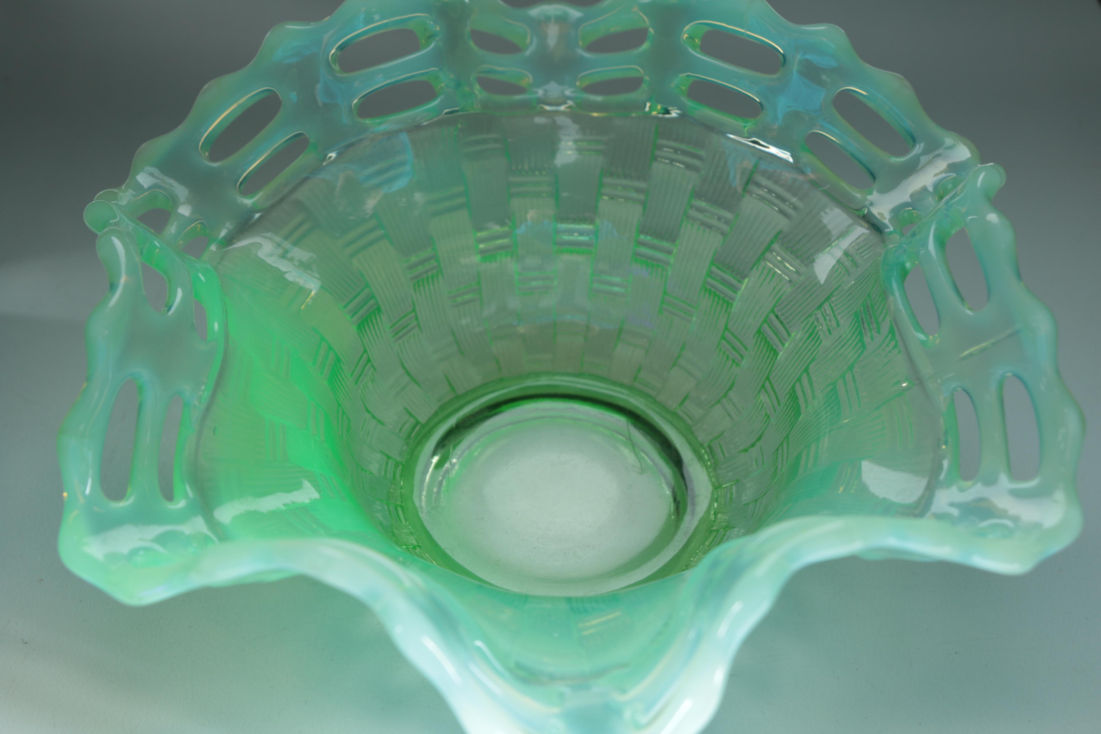 Depression Glass Opalescent Bowls Including Fenton "Basketweave" Bowl