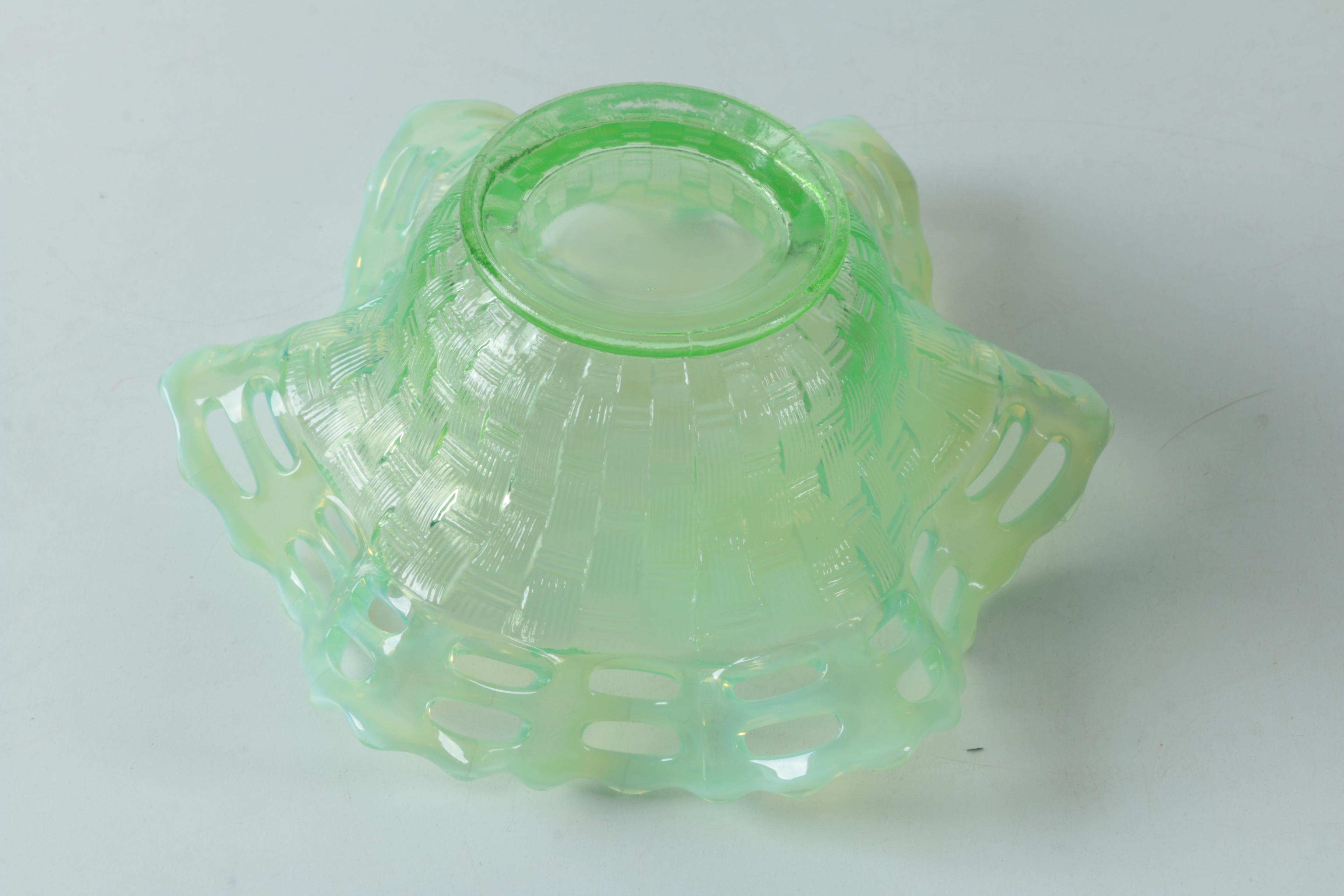 Depression Glass Opalescent Bowls Including Fenton "Basketweave" Bowl