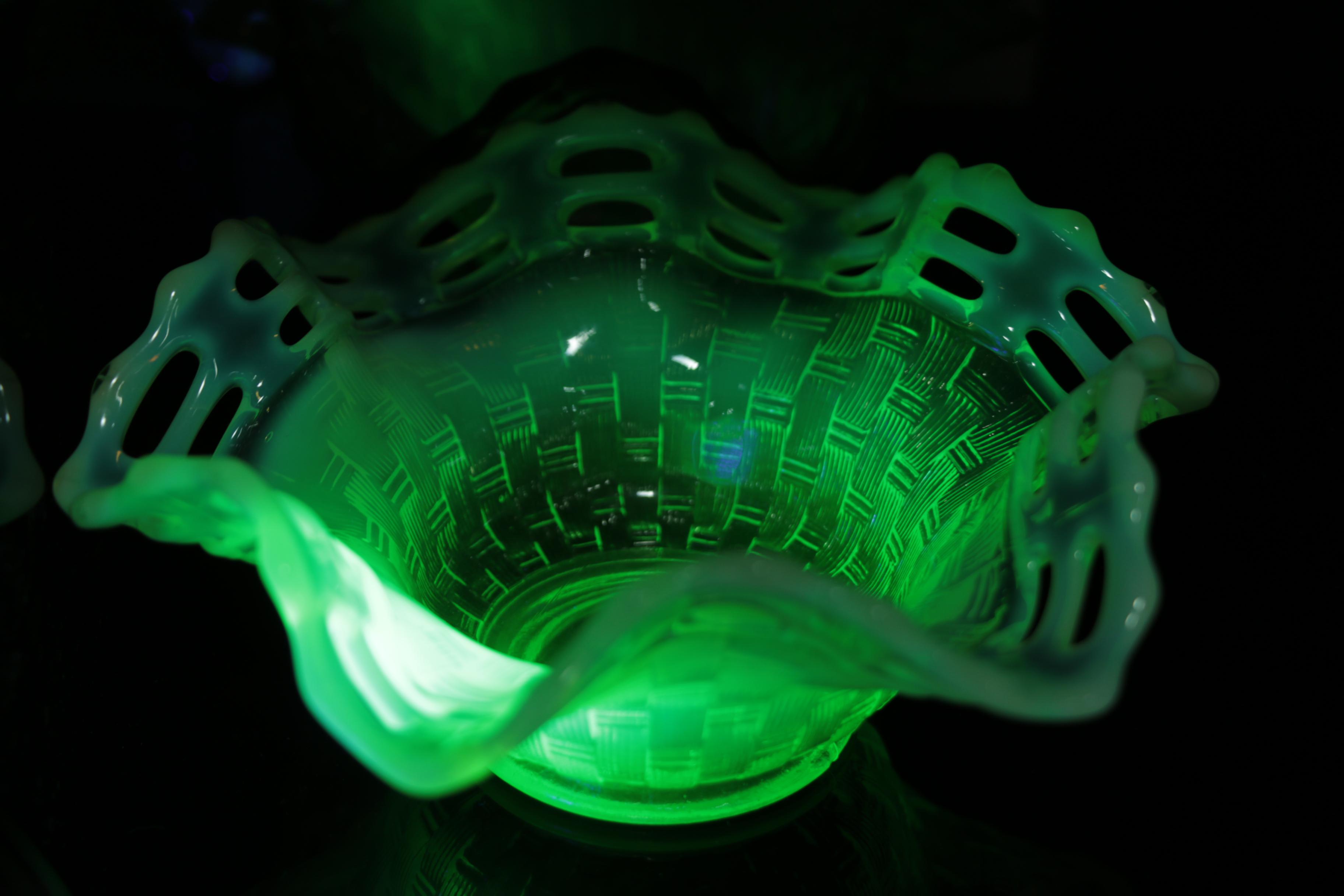 Depression Glass Opalescent Bowls Including Fenton "Basketweave" Bowl