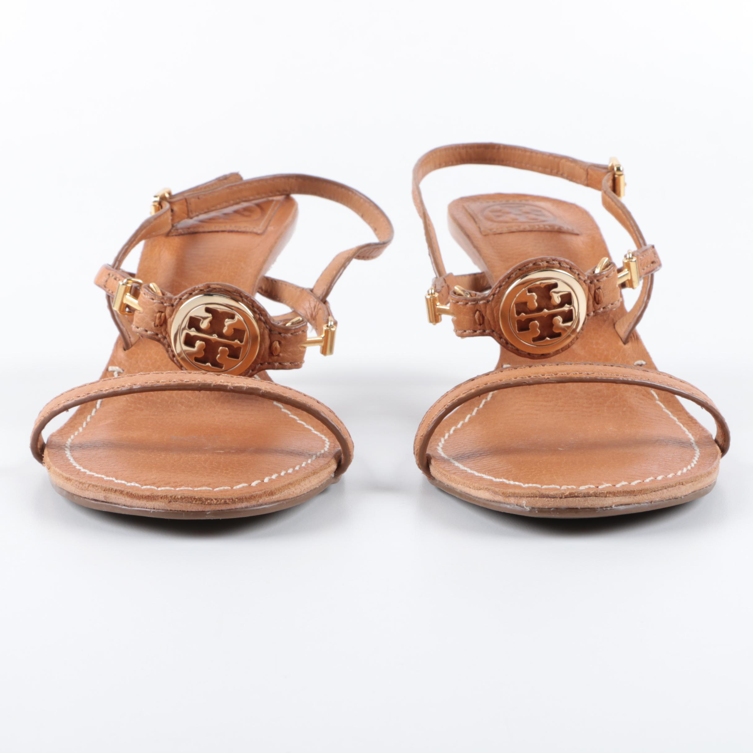 Tory Burch Tan Leather Heeled Sandals