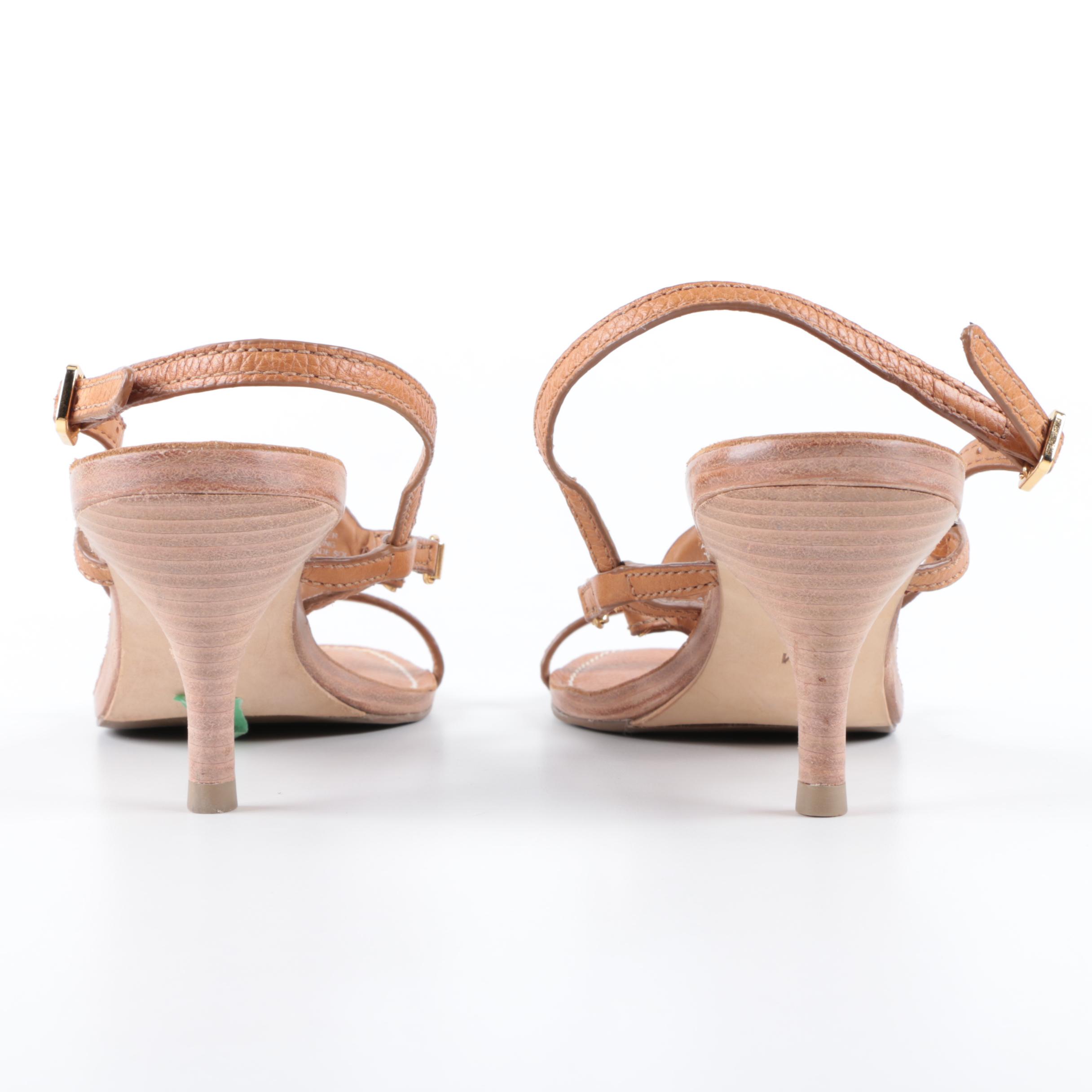 Tory Burch Tan Leather Heeled Sandals