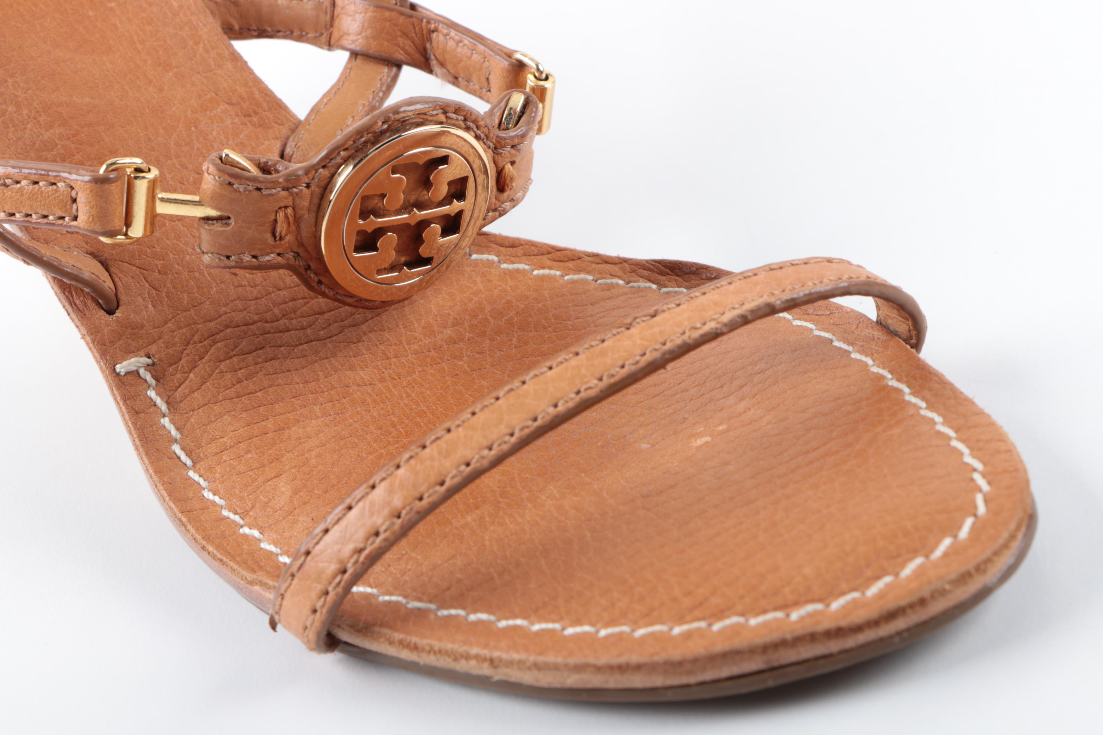 Tory Burch Tan Leather Heeled Sandals