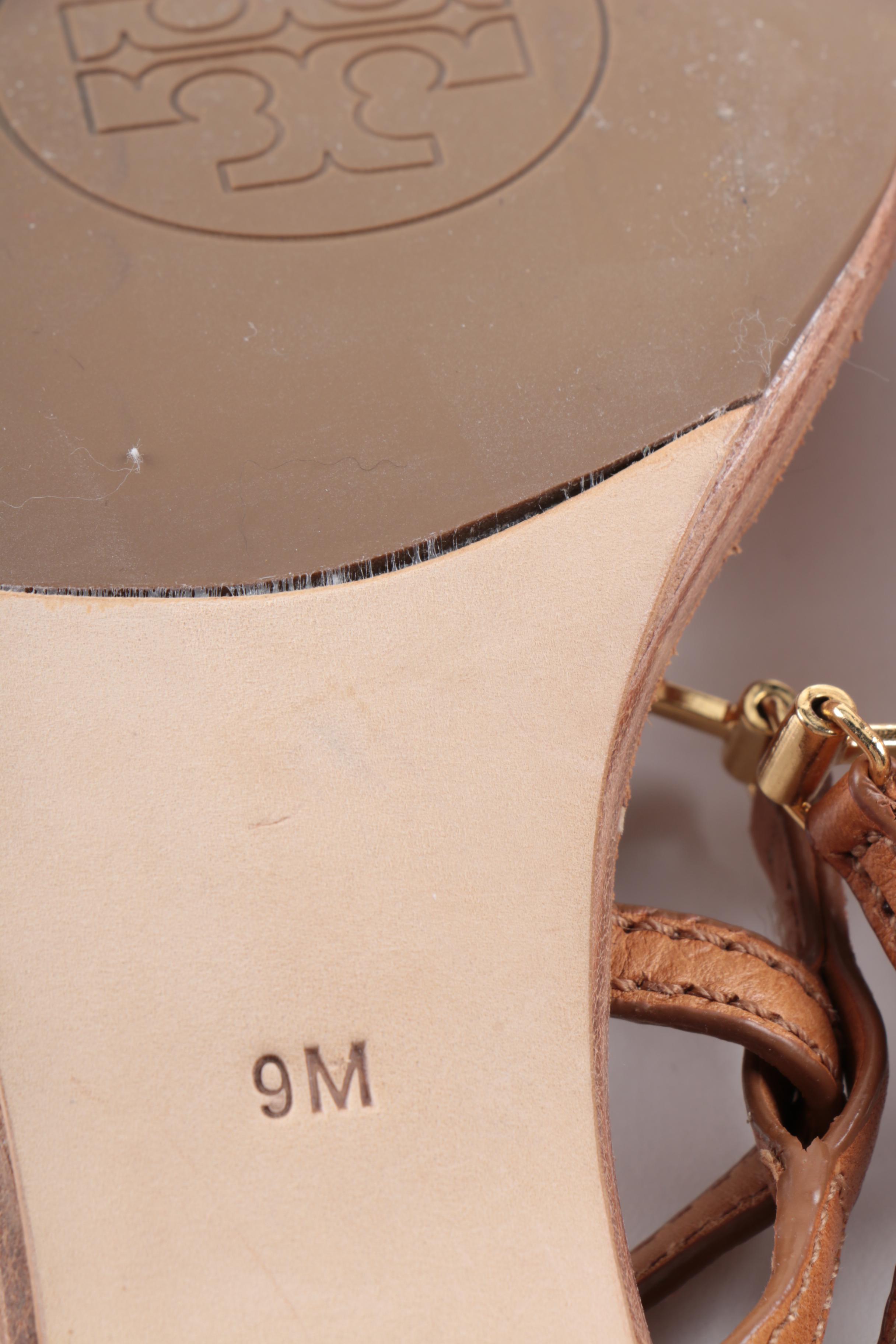 Tory Burch Tan Leather Heeled Sandals