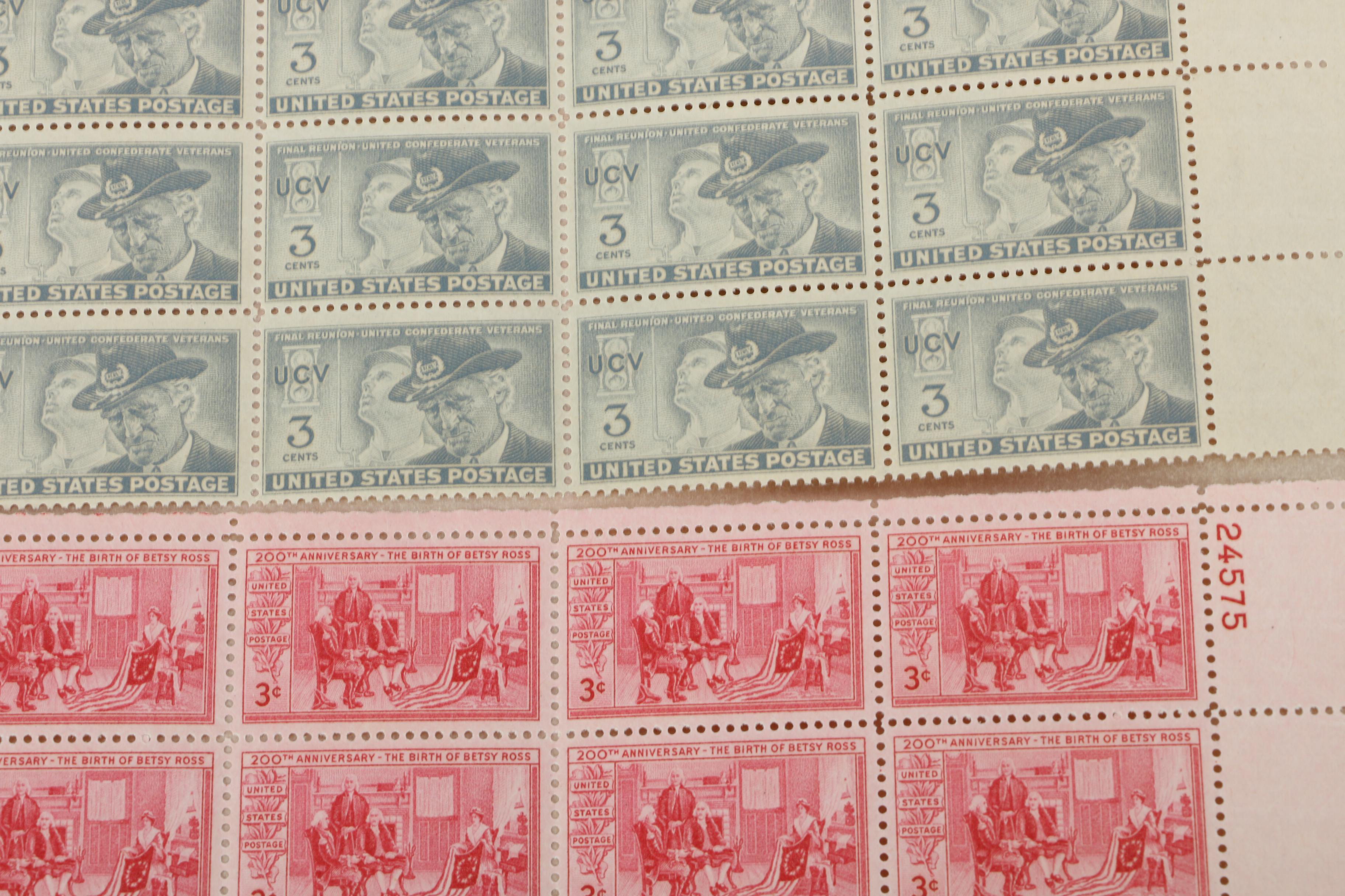 United States Postage Stamp Mint Sheets and Mint Blocks