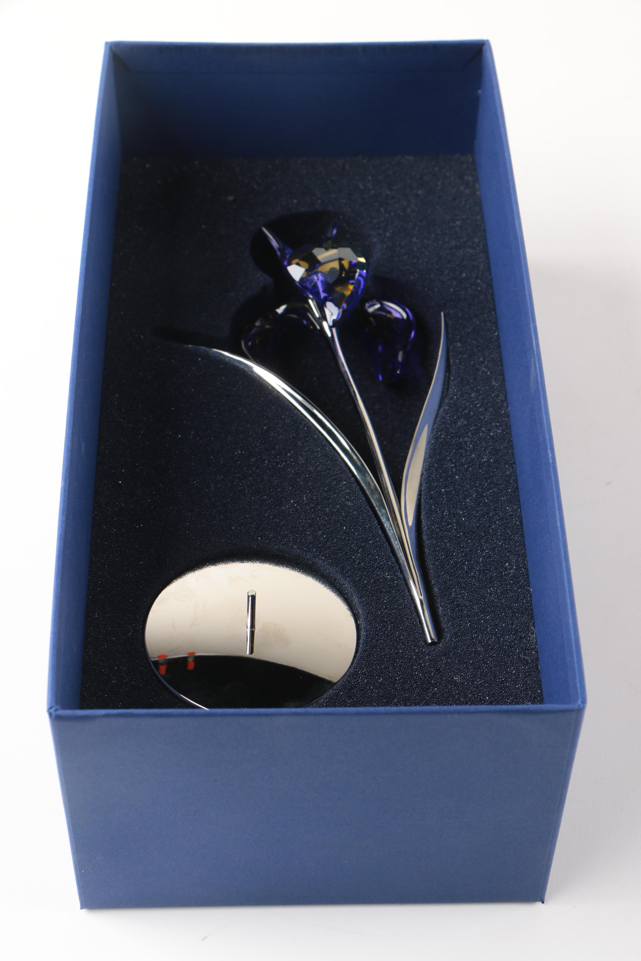 Swarovski "Exotic Flowers-Crystal Paradise" Damboa Blue Violet Crystal Figurine