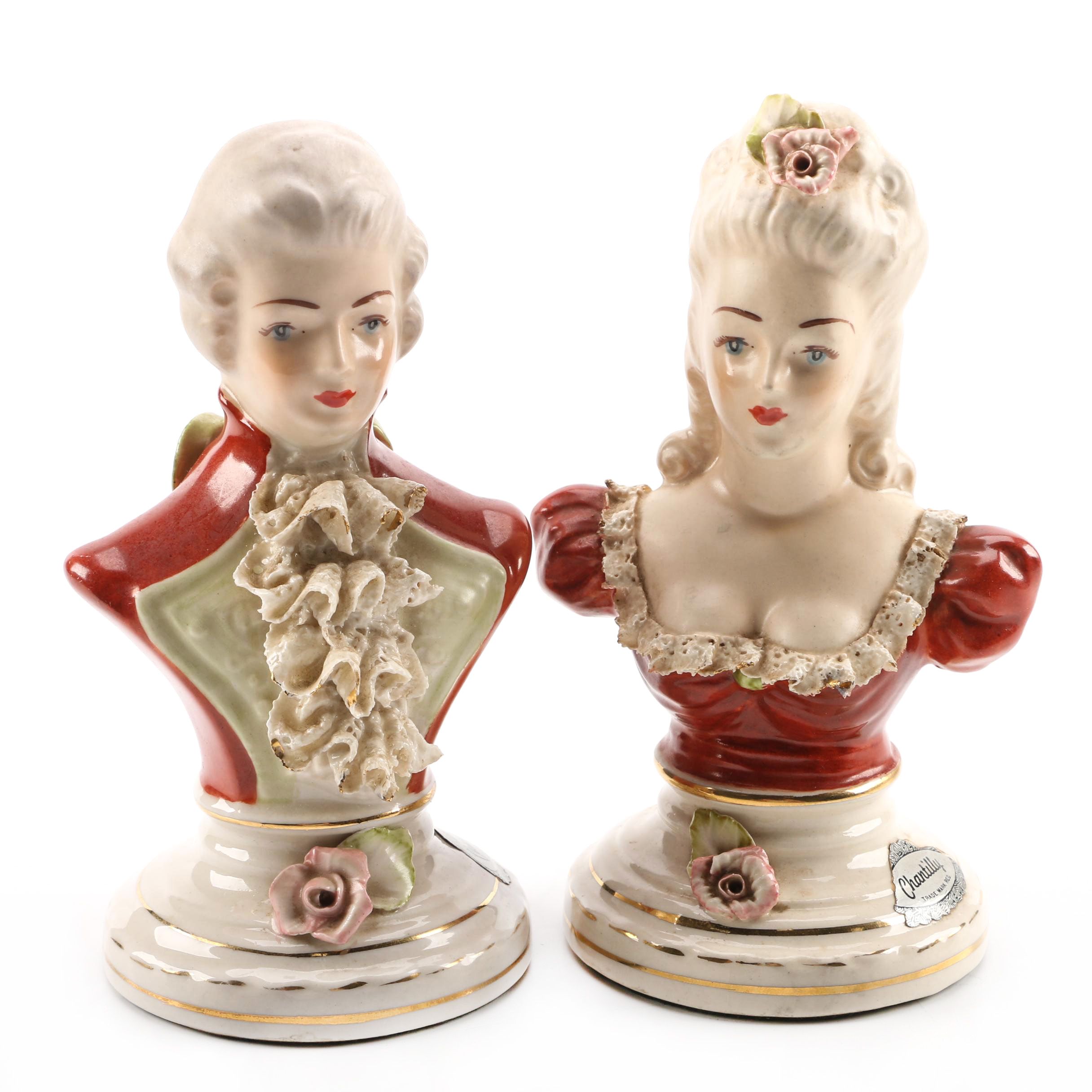 Chantilly China Porcelain Bust Figurines