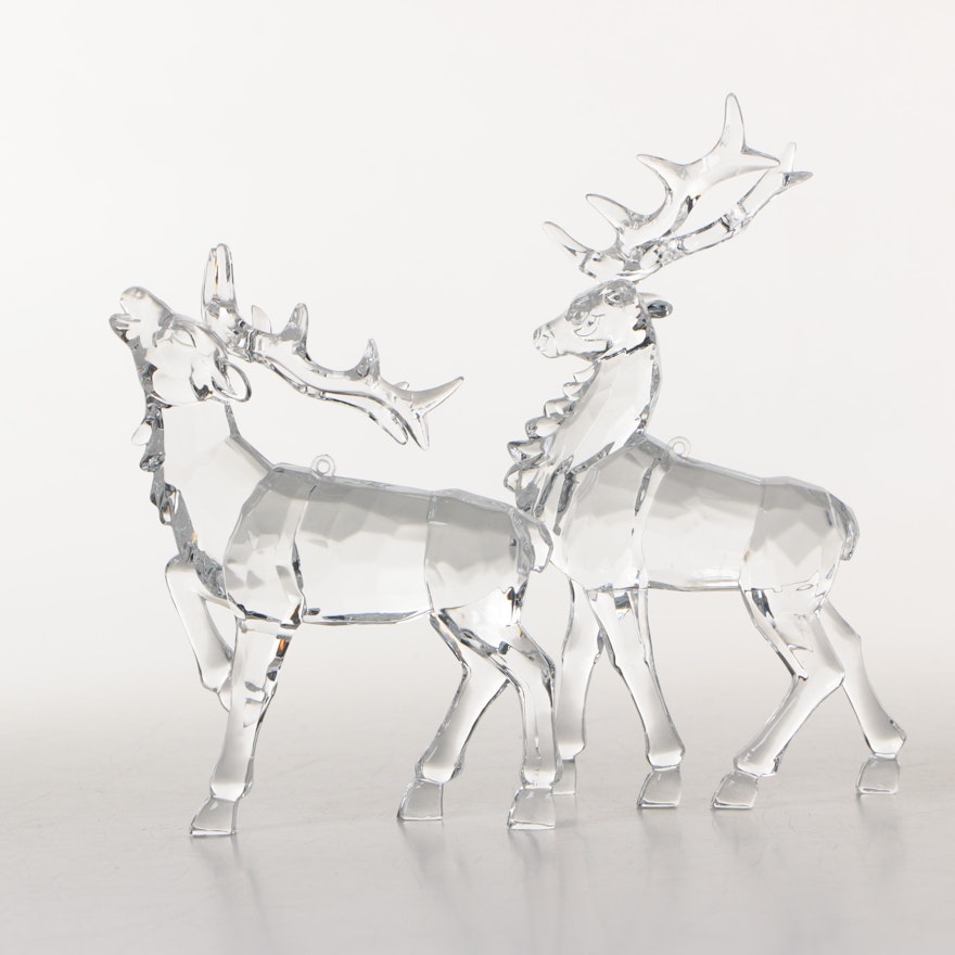 Pairing of Crystal Elk Figurines