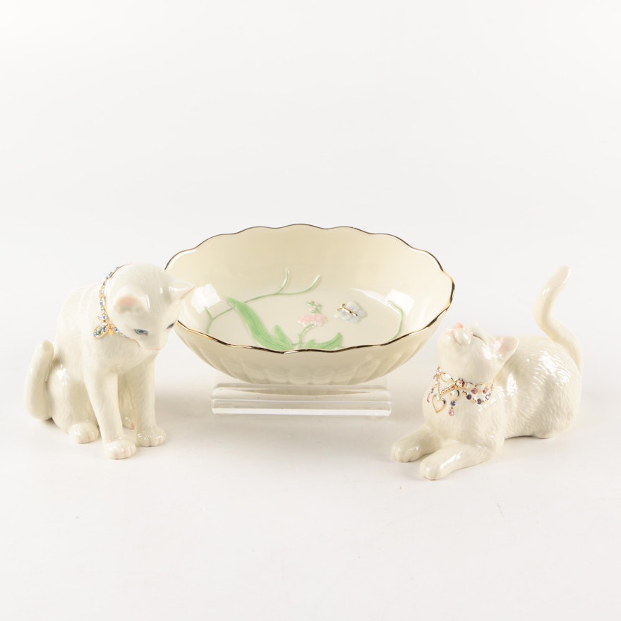 Lenox Cat Figurines and Trinket Dish