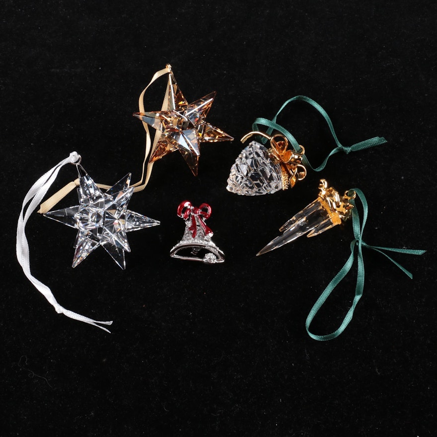 Swarovski Crystal Holiday Ornaments and Brooch