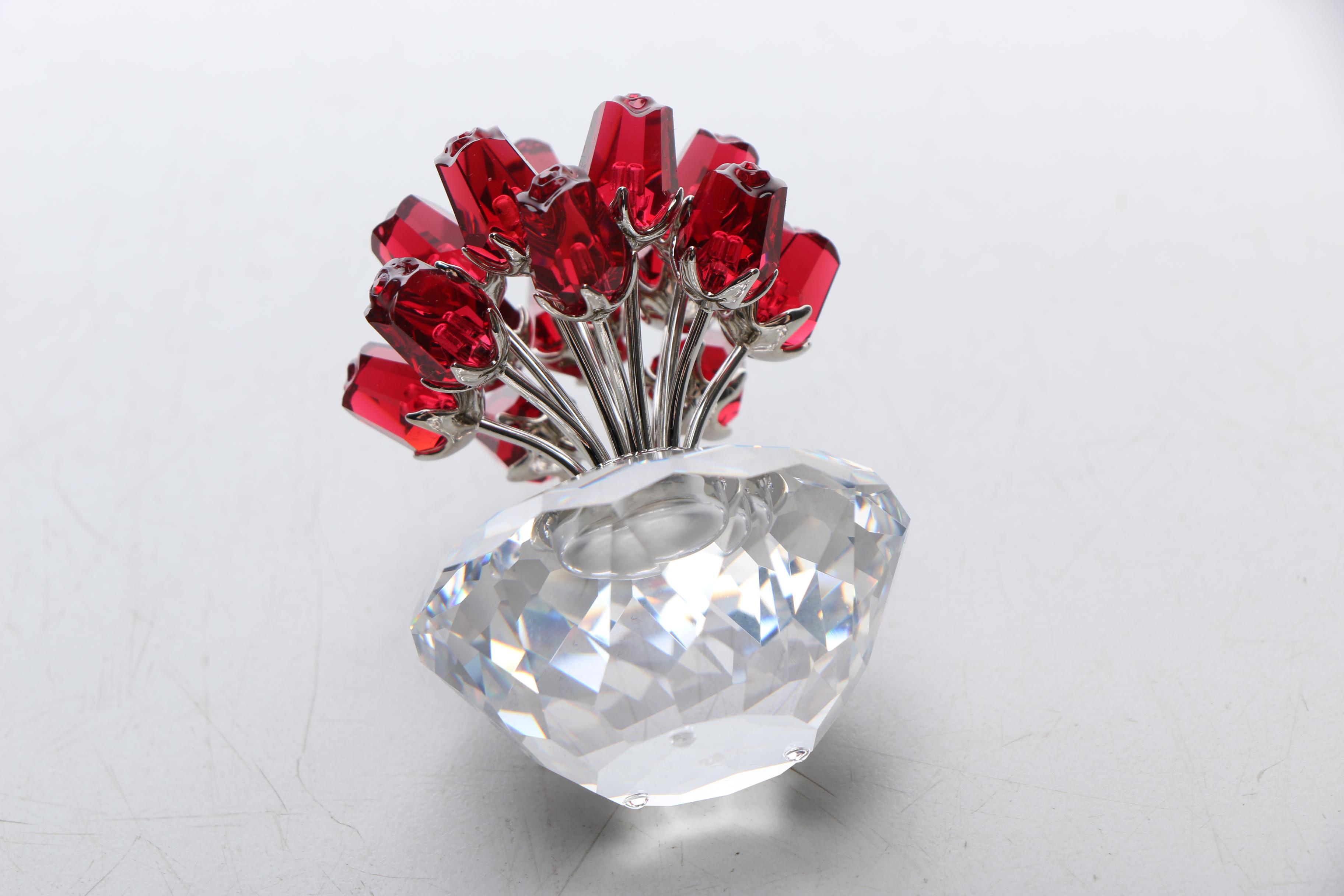 Swarovski Crystal Flower Figurines Including "Rocking Flower"