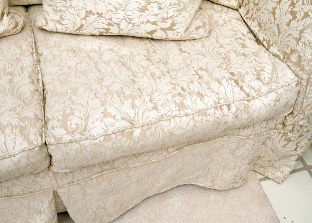 Damask Slipcovered Down-Filled Sofa