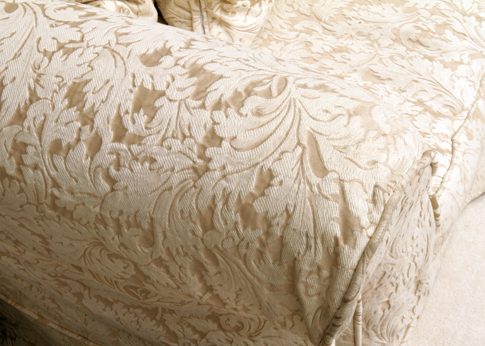 Damask Slipcovered Down-Filled Sofa