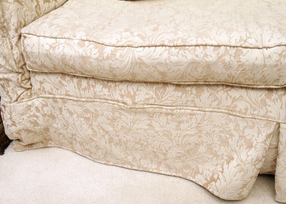 Damask Slipcovered Down-Filled Sofa