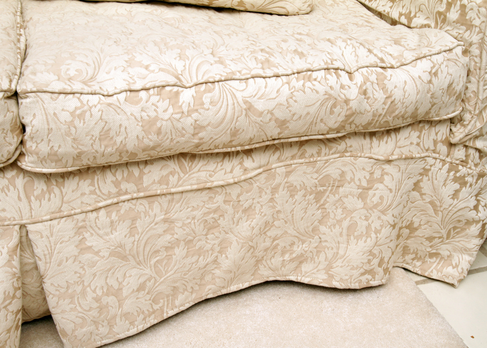 Damask Slipcovered Down-Filled Sofa