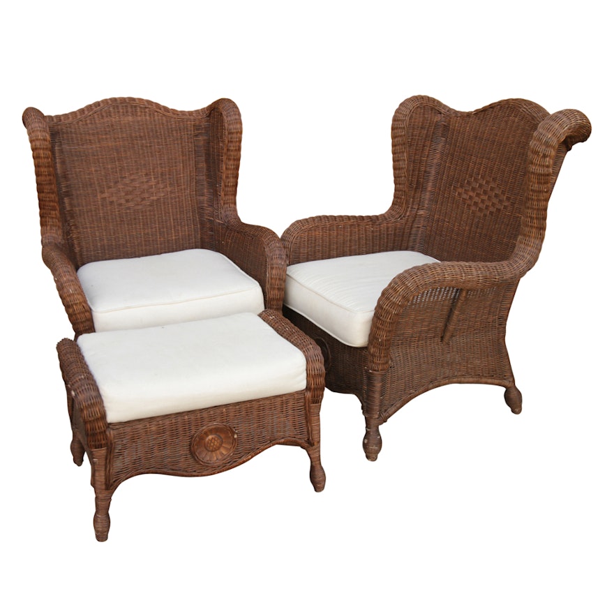 Pier 1 Imports Wicker Chairs and Ottoman