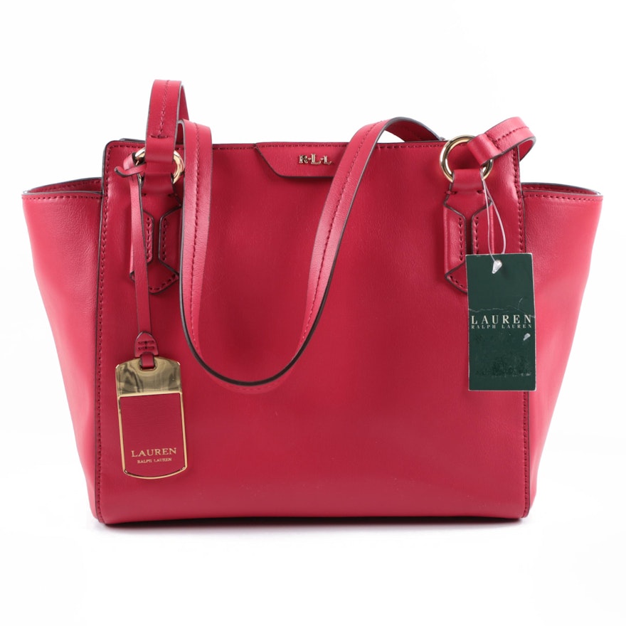 Lauren Ralph Lauren Red Leather Tote