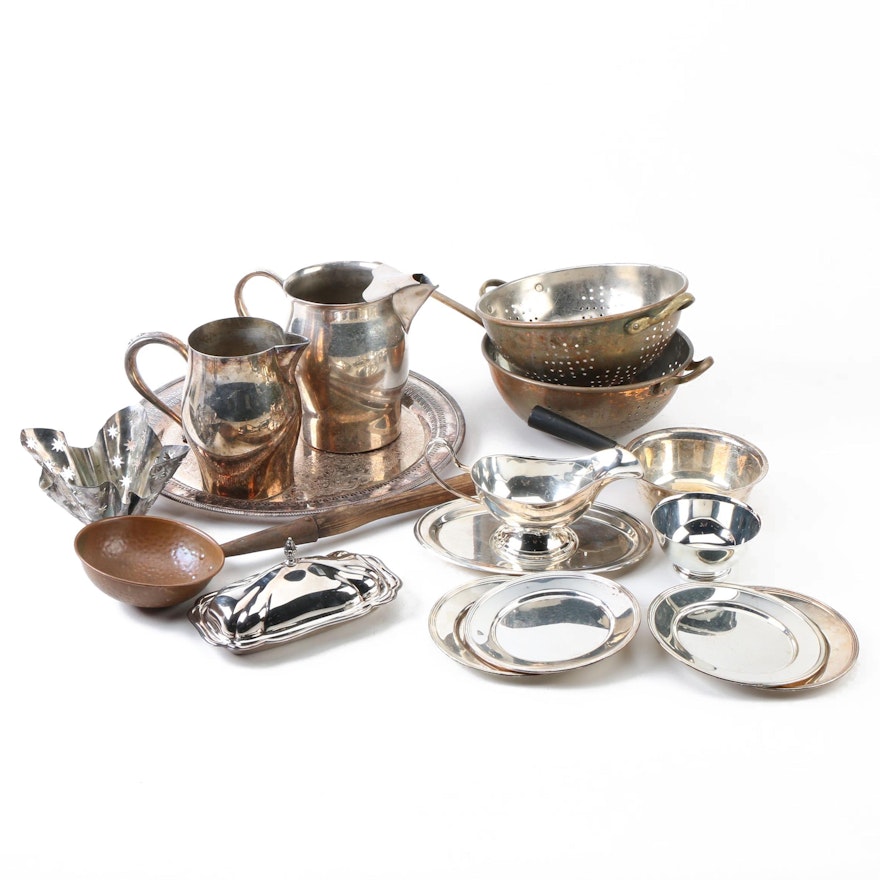 Silver Plate and Copper Kitchen and Tableware Assortment