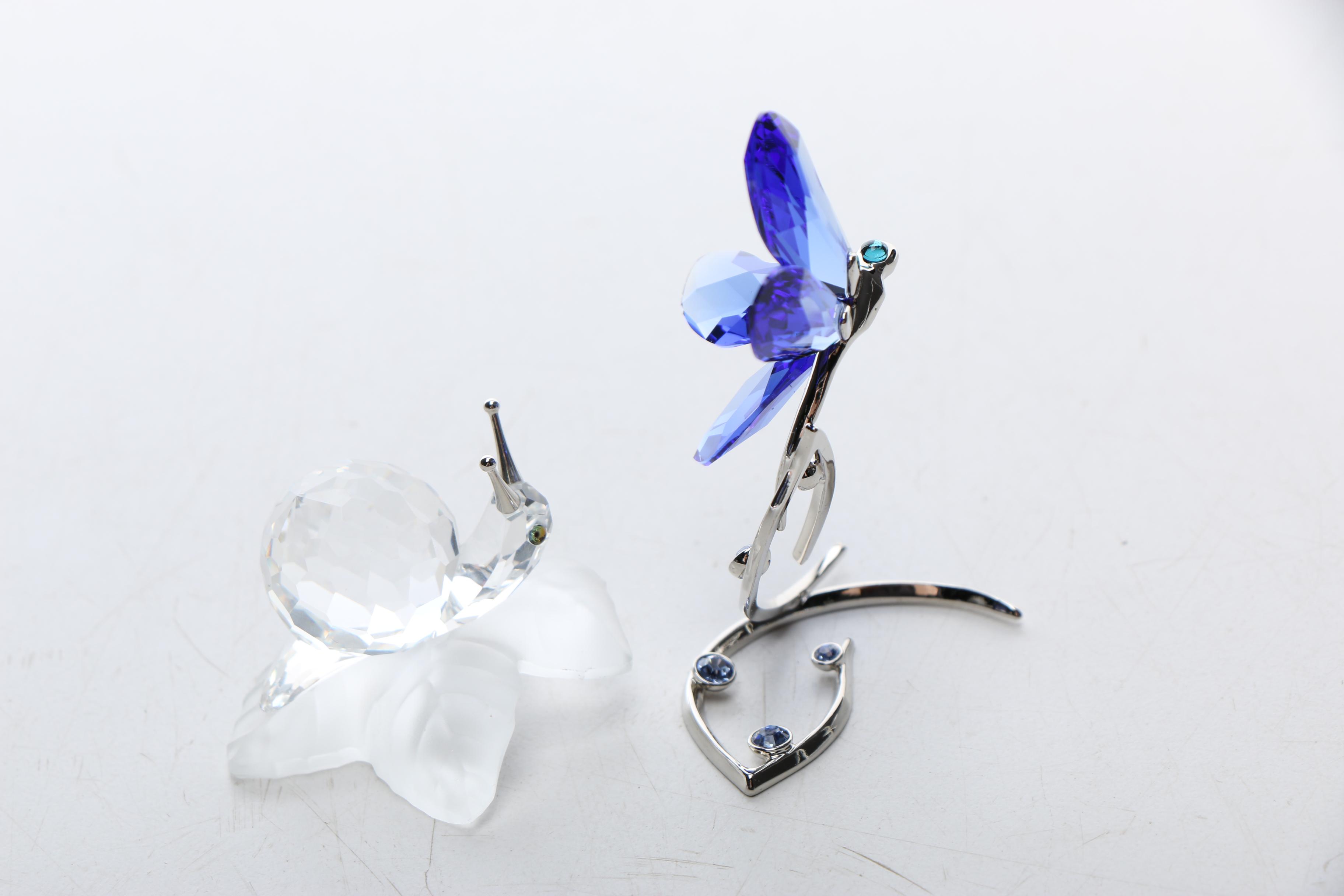Swarovski Crystal Snail and Dragonfly Figurine