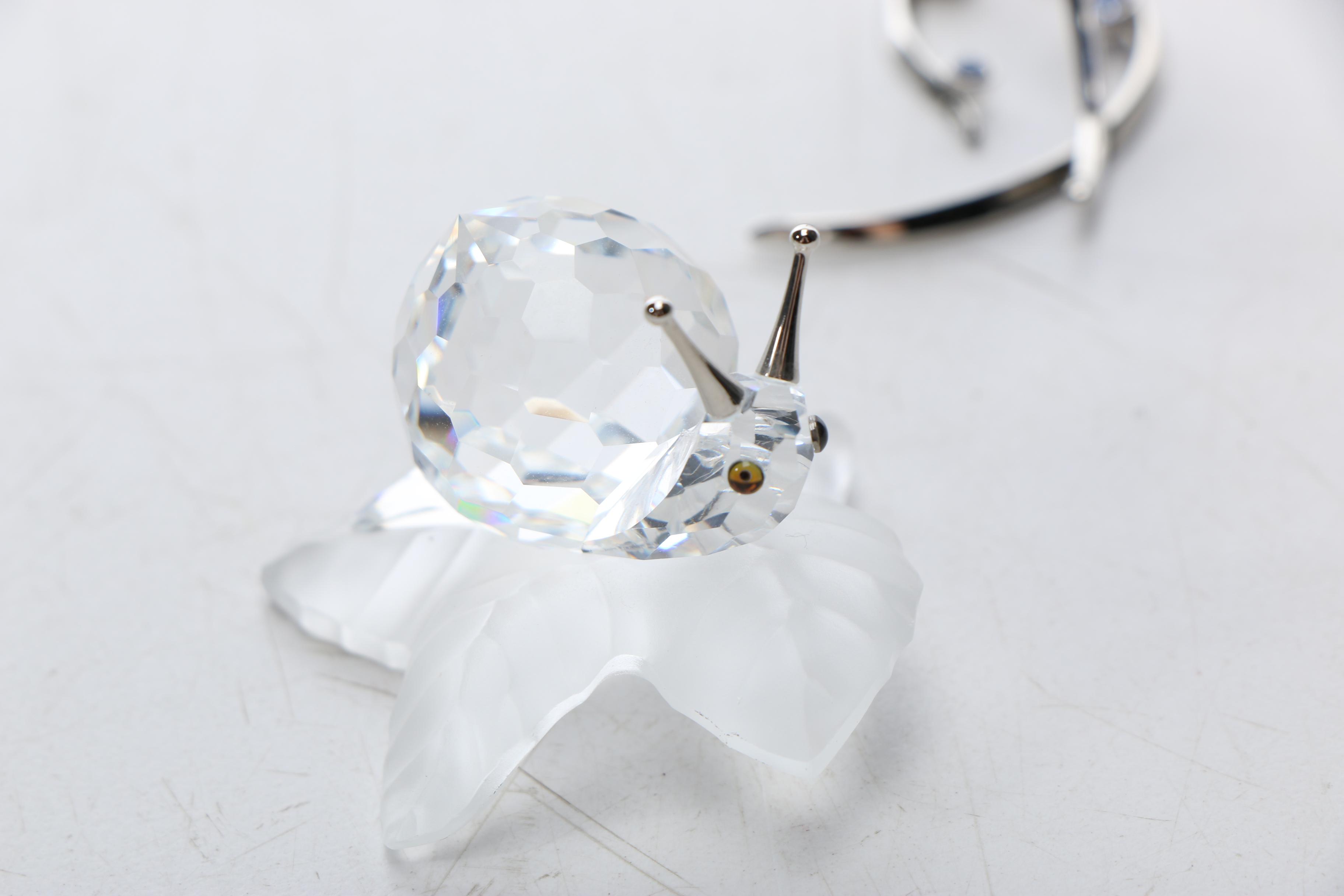 Swarovski Crystal Snail and Dragonfly Figurine