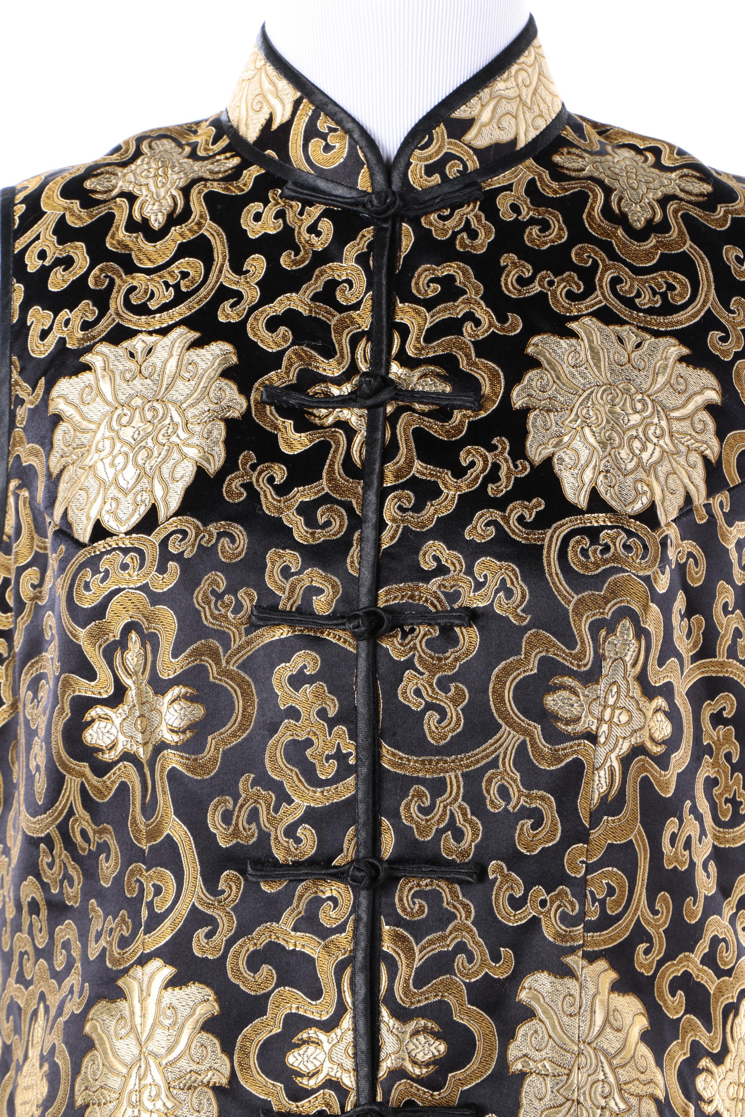 1960s Vintage Dynasty Brocade Dress with Silk Vest