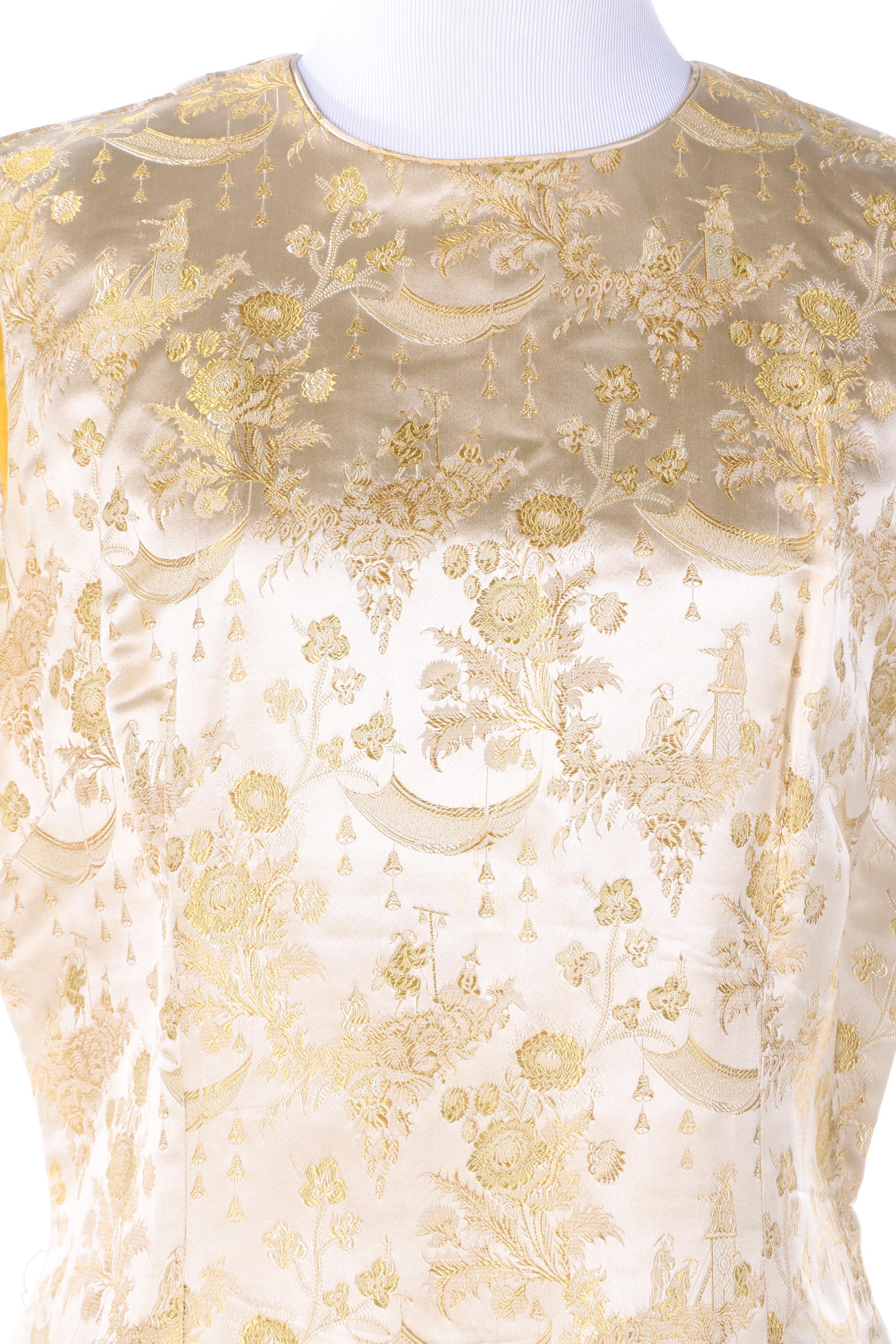 1960s Vintage Dynasty Brocade Dress with Silk Vest