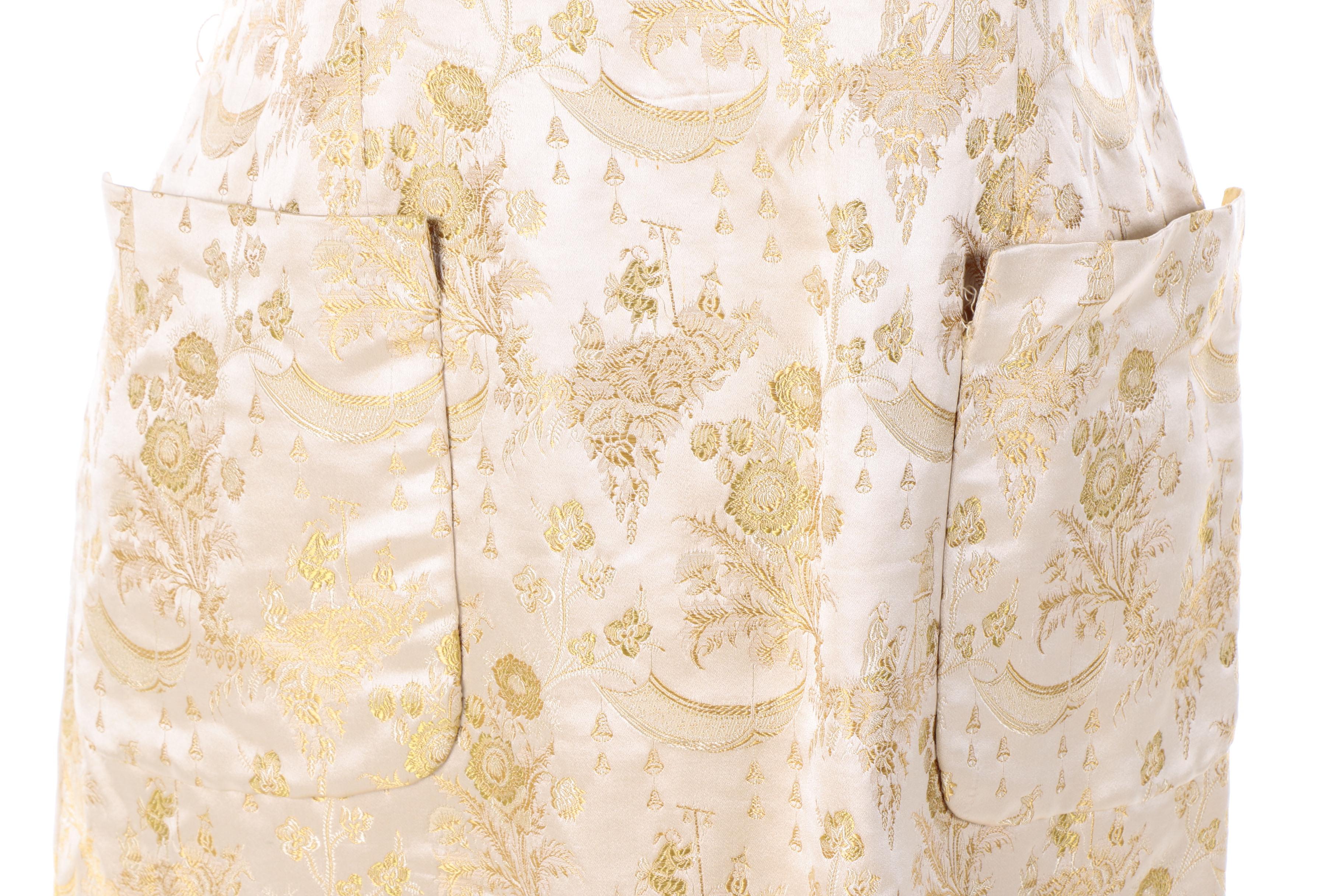 1960s Vintage Dynasty Brocade Dress with Silk Vest
