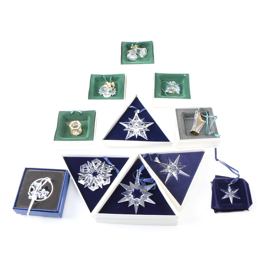 Swarovski Crystal Snowflake Annual Series and Musical Instrument Ornaments