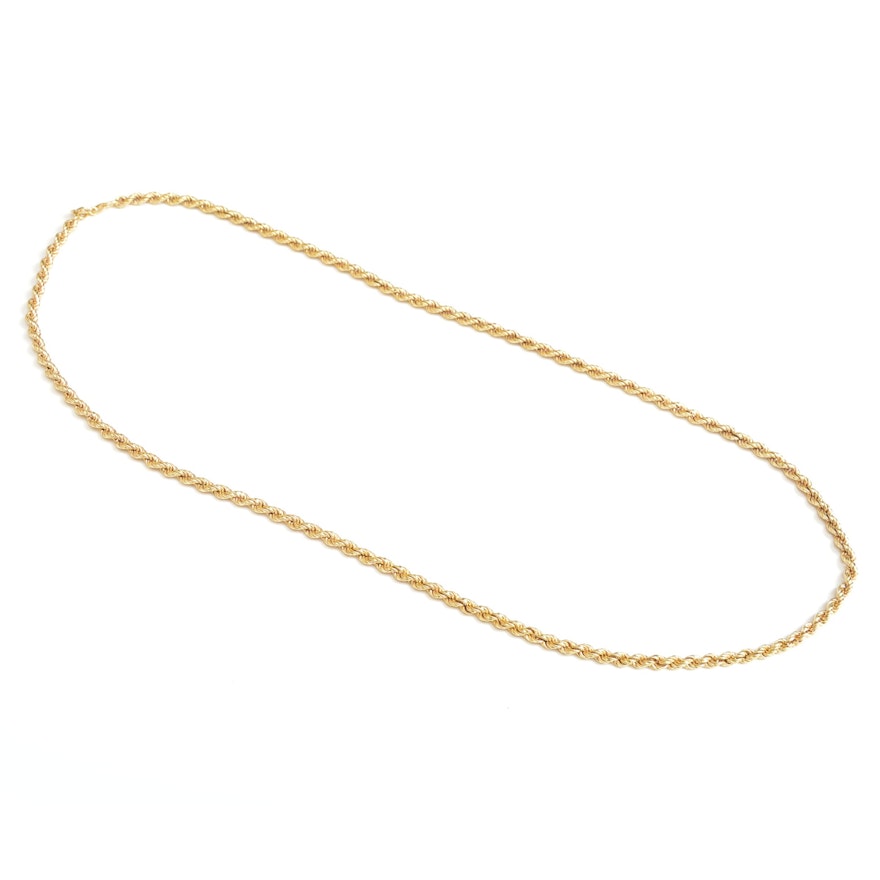 14K Yellow Gold Rope Chain Necklace