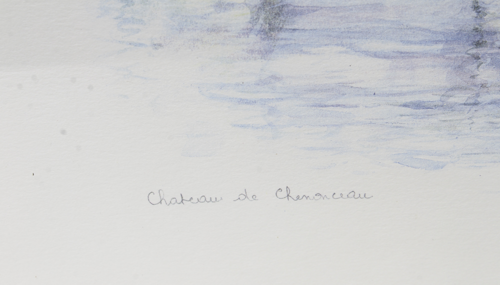 Jegai Color Lithograph "Château de Chenonceau"