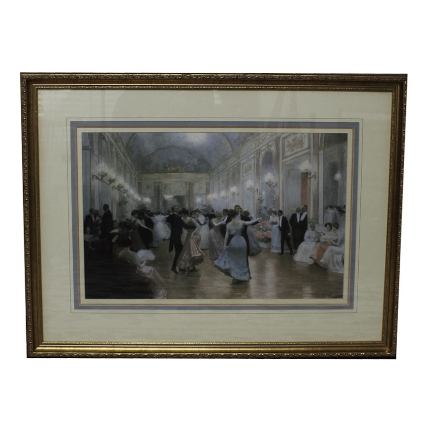 Offset Lithograph After Victor Gilbert "Une Soirée Élégante"